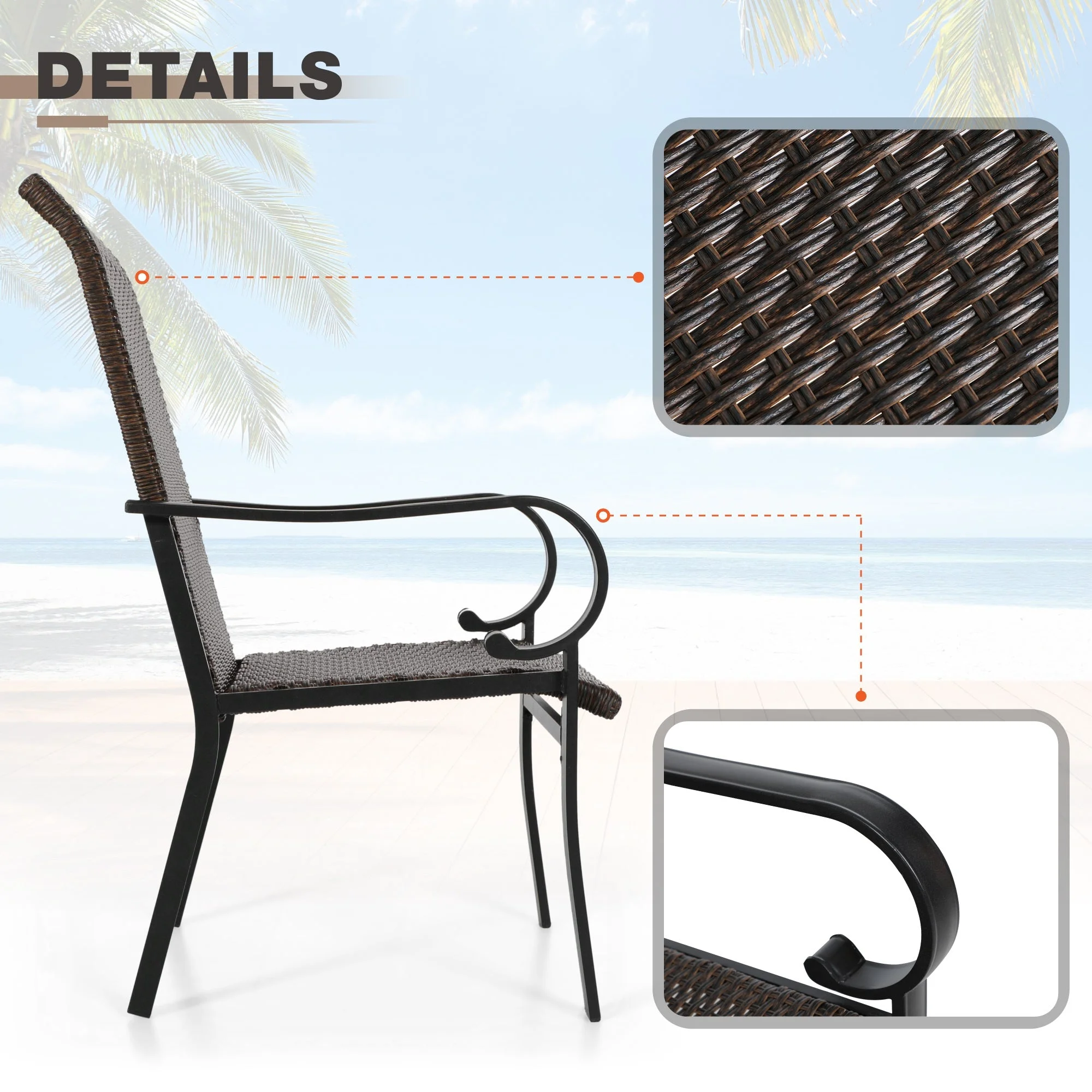 Sophia & William 7PCS Patio Dining Set Rattan Chairs and Table Set