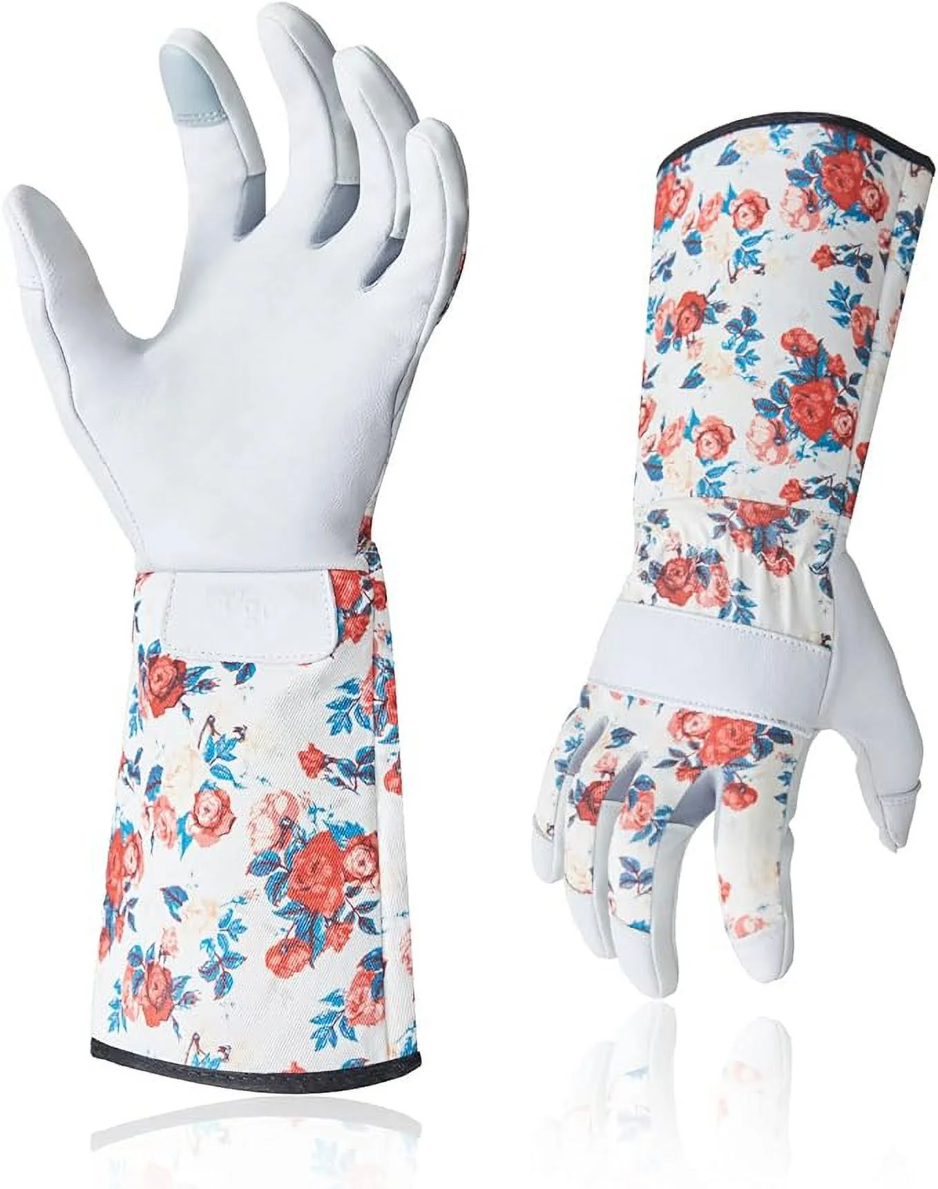 Vgo... 1-Pair Natural Genuine Goatskin Leather Gardening Gloves, Long Cuff Protection, High Dexterity Grip Gloves (Size M, White, GA9658-W)