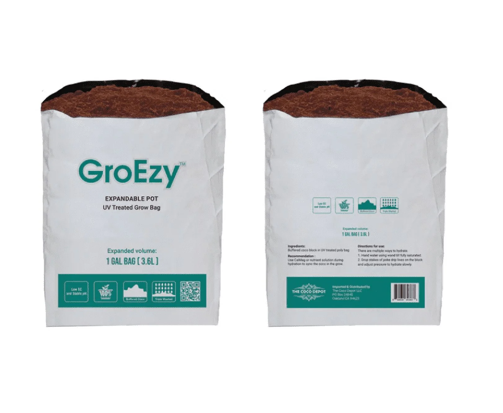 GroEzy™ 1 Gallon Expandable pot in UV -treated Grow Bag (80 Units)