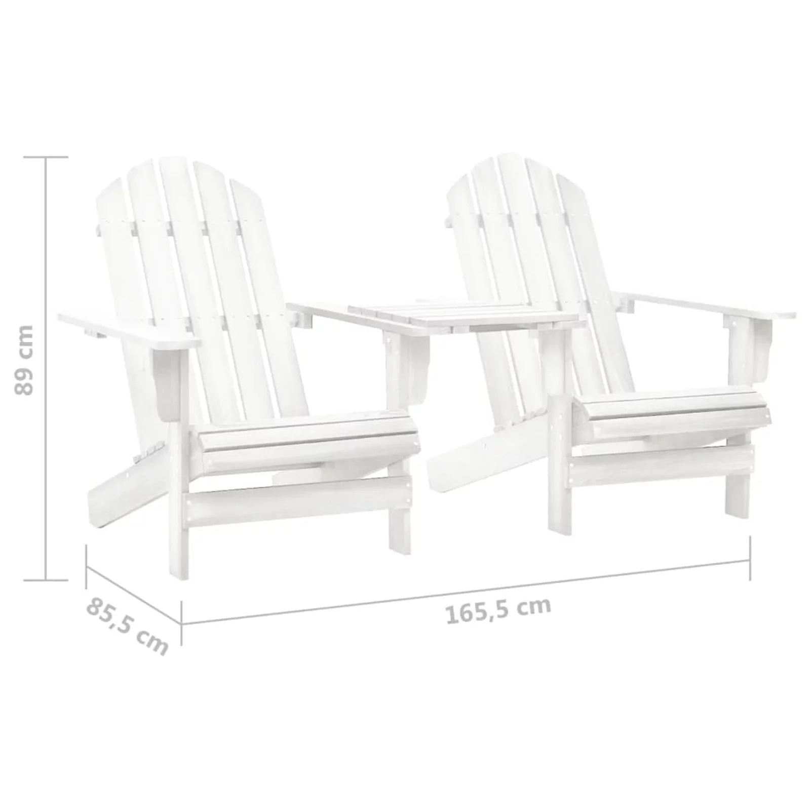 Aibecy Patio Adirondack Chairs with Tea Table Solid Fir Wood White