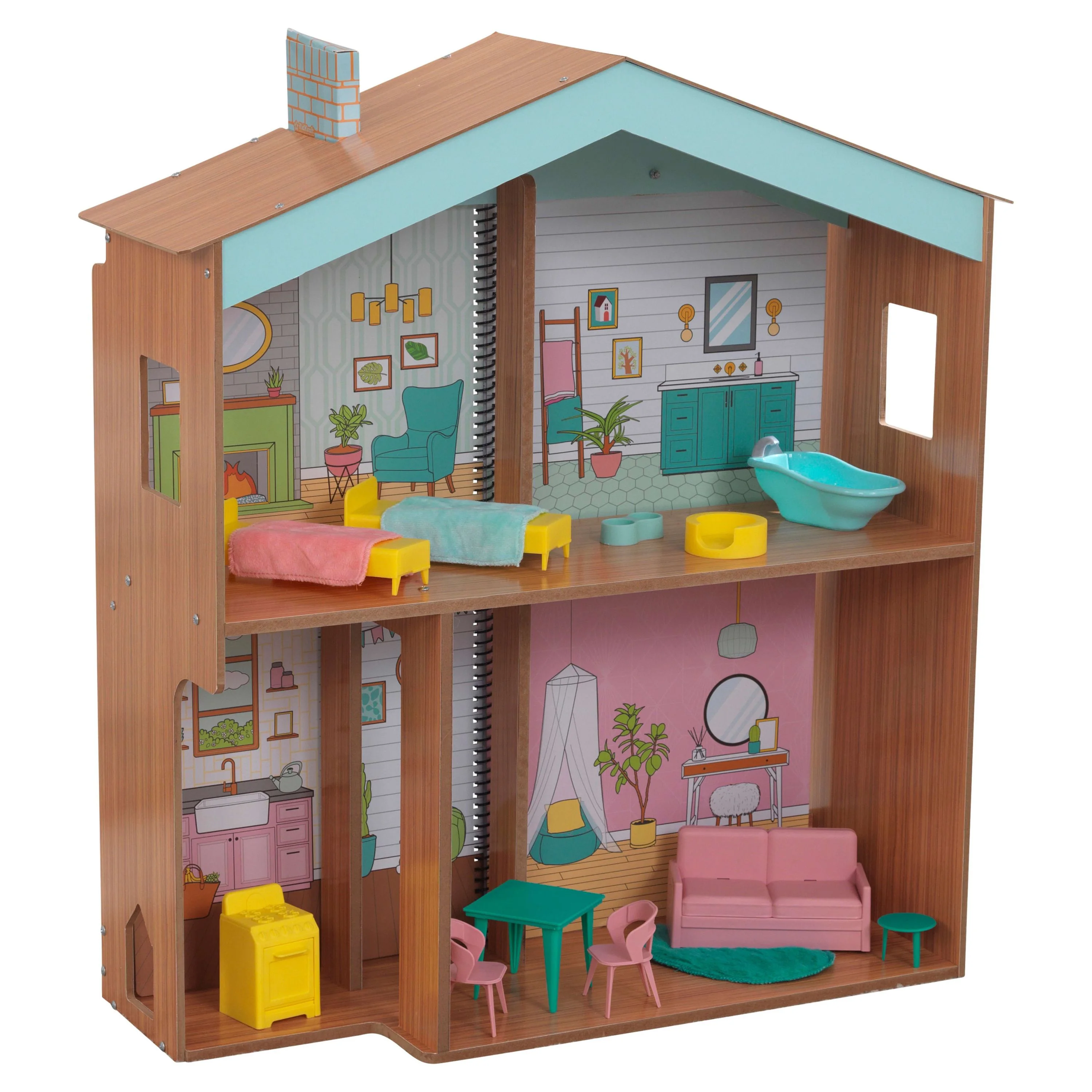 KidKraft Designed by Me™: Color Decor Wooden Dollhouse with 20 Pieces
