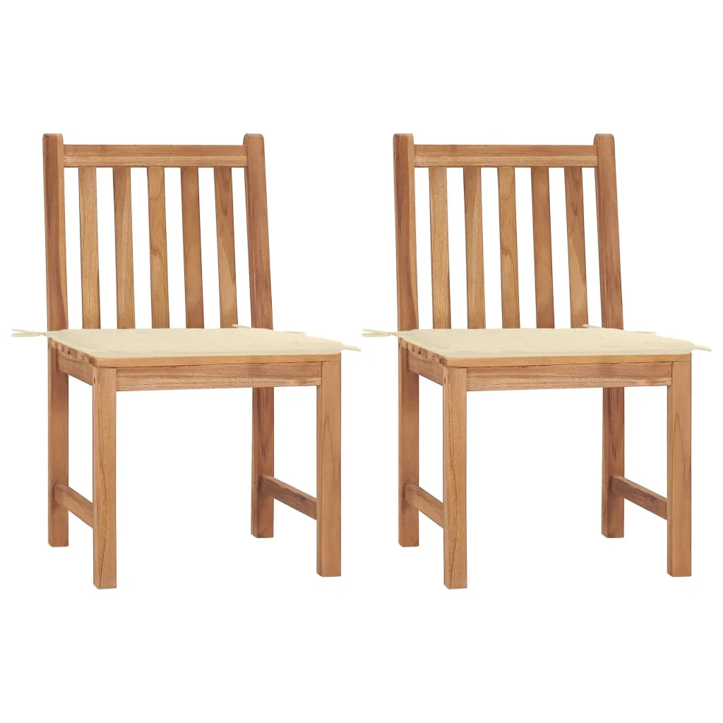 Walmeck Patio Chairs 2 pcs with Cushions Solid Teak Wood