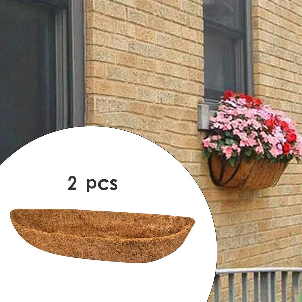 2Pcs Natural Trough Shaped Coco Liners Planter Pots Inserts Liner Flower Pot 30 inch