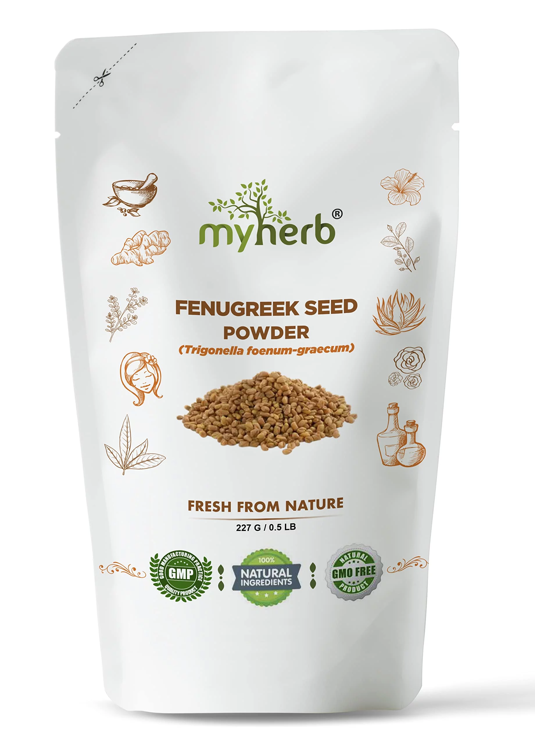 MYHERB 100% Natural Organic Fenugreek Methi Seed Powder || 227 Gm/0.5 Lbs || For Hair || Skin Mask || Help Control Diabetes - For Men & Women