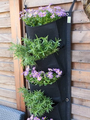 BUYTER Vertical Wall Hanging Garden Planter with 6 Pockets Flower Pots Felt Planter Grow Container Bags (Blacky)