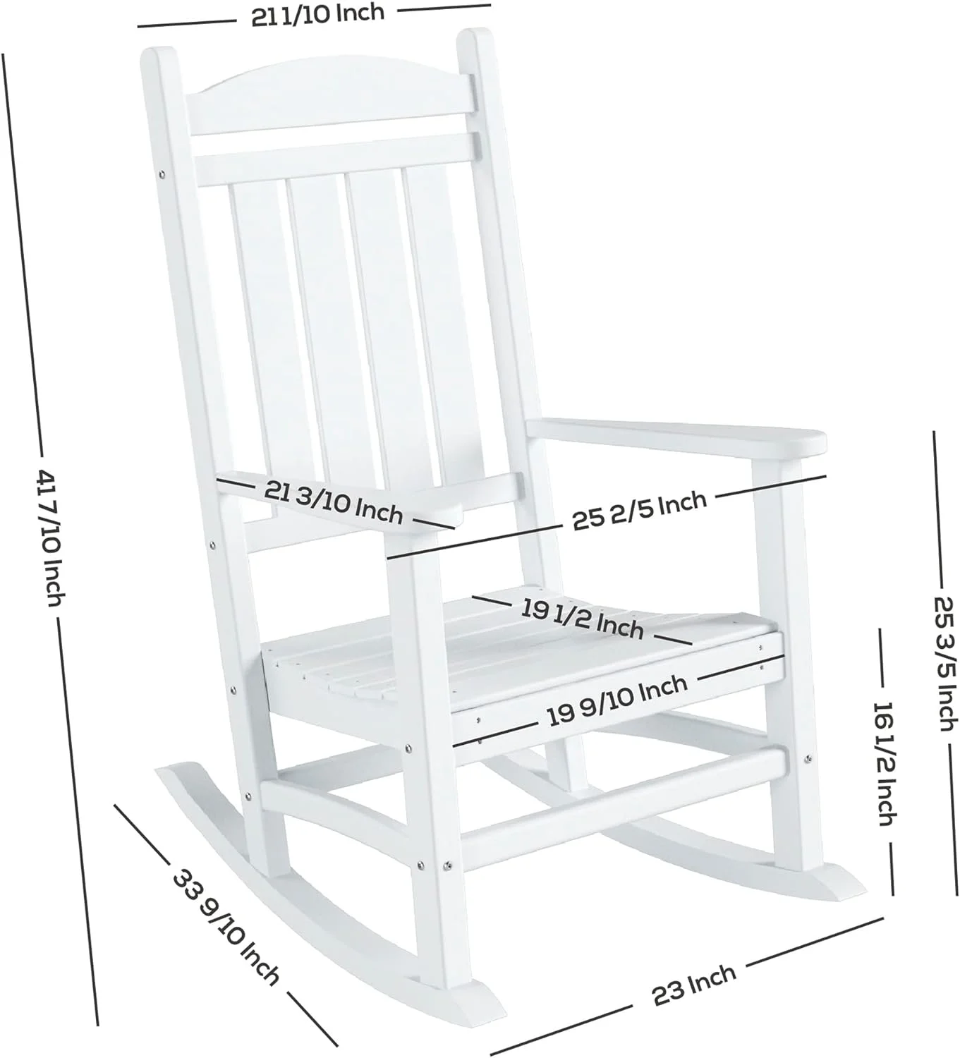 Home Furniture Patio Rocking Chairs 2 PCS HDPE Adirondack  Rocker For Lawn Garden Porch Backyard (Dark Brown)
