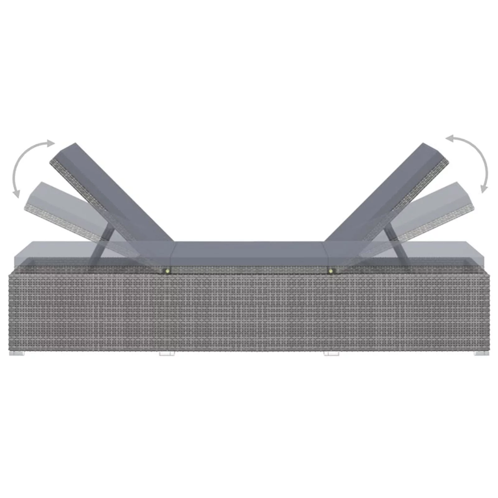 ametoys Sun Lounger with Cushion and Tea Table Poly Rattan Gray