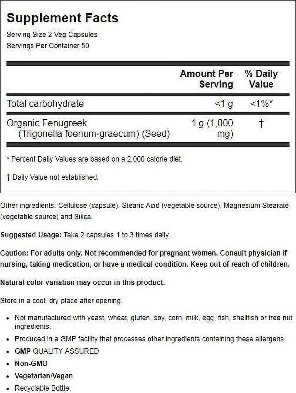 Fenugreek 500Mg  By Now Foods -  100 Caps