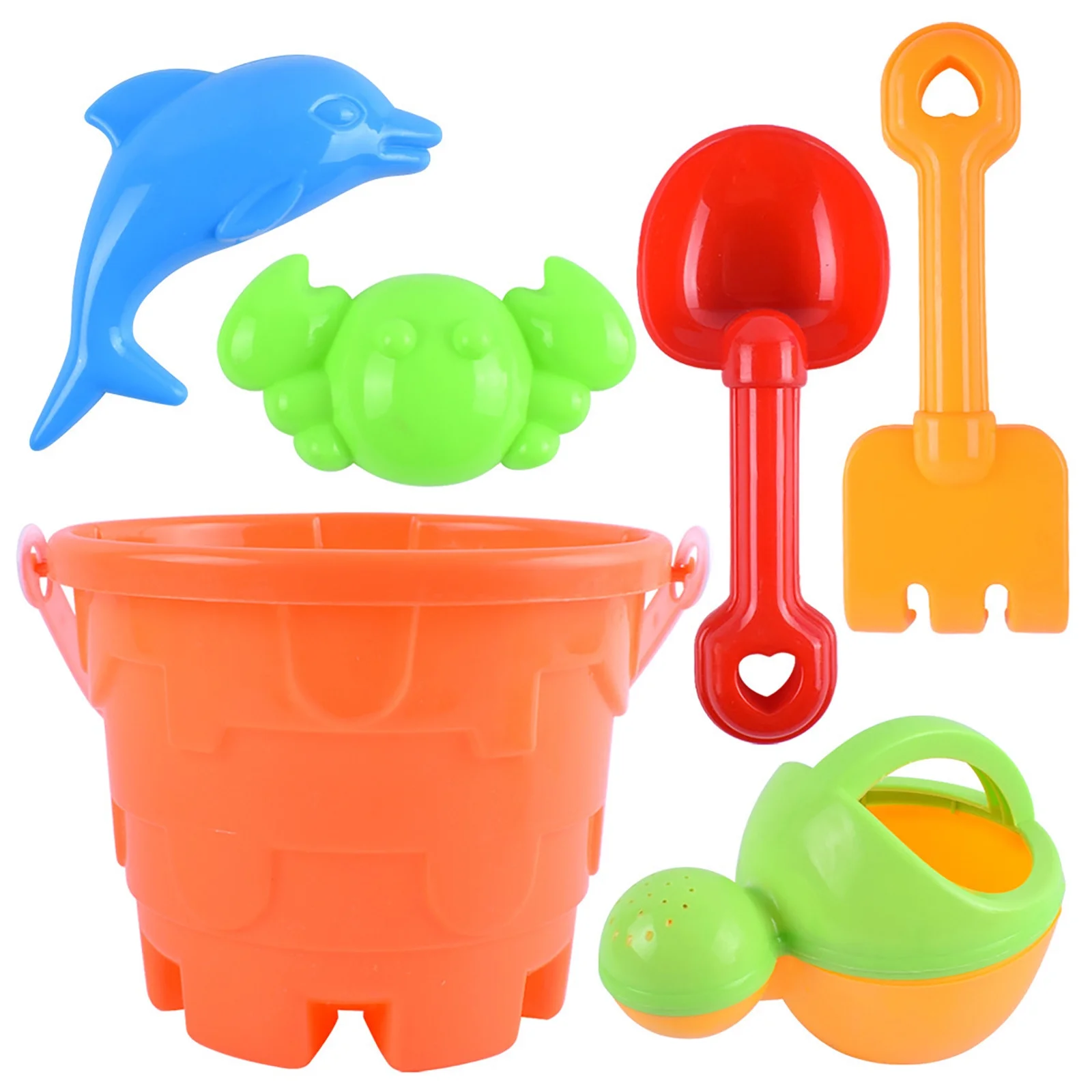XIANXIAN Summer Children's Beach Toys Play Water Digging Sand Play House Shovel Bucket 6-piece Heavy Duty Plastic Garden Planting Shovels Spades Sets Sandbox Toys