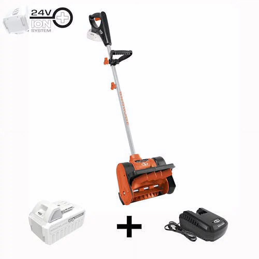 Restored Premium Snow Joe 24V-SS12-XR-ORG 24-Volt iON+ Cordless Snow Shovel Kit | 12-inch | W/ 5.0-Ah Battery + Charger (ORANGE) (Refurbished)