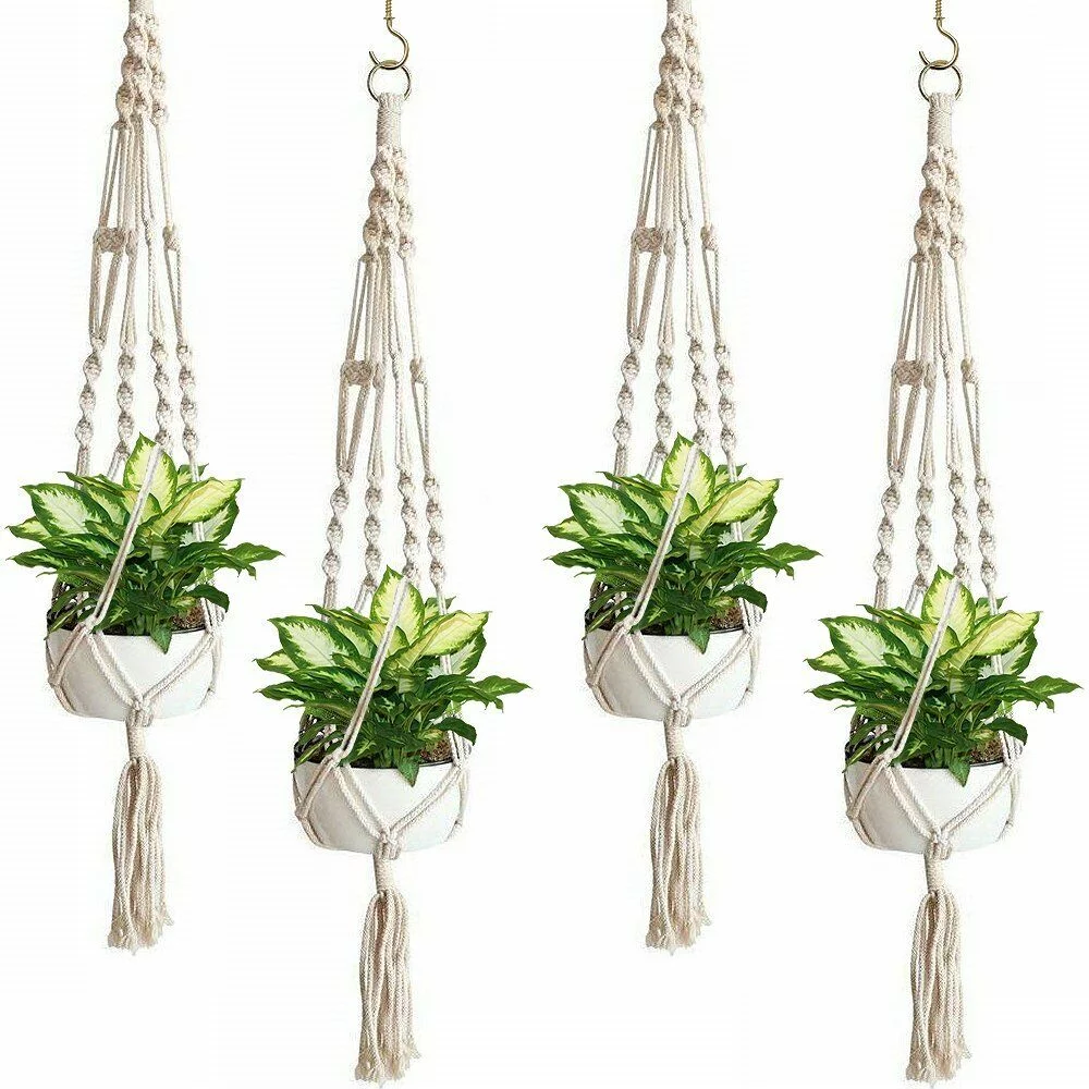 2 Pack Plant Hanger Flower Pot Plant Holder Large 4 Legs Macrame Jute 41 Inch US
