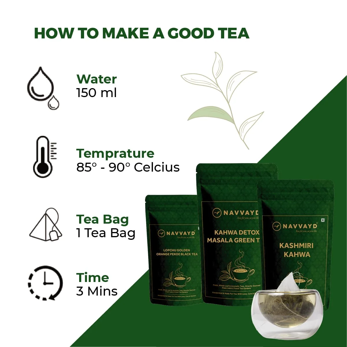 NAVVAYD Tulsi Green Tea, 15 Tea Bags