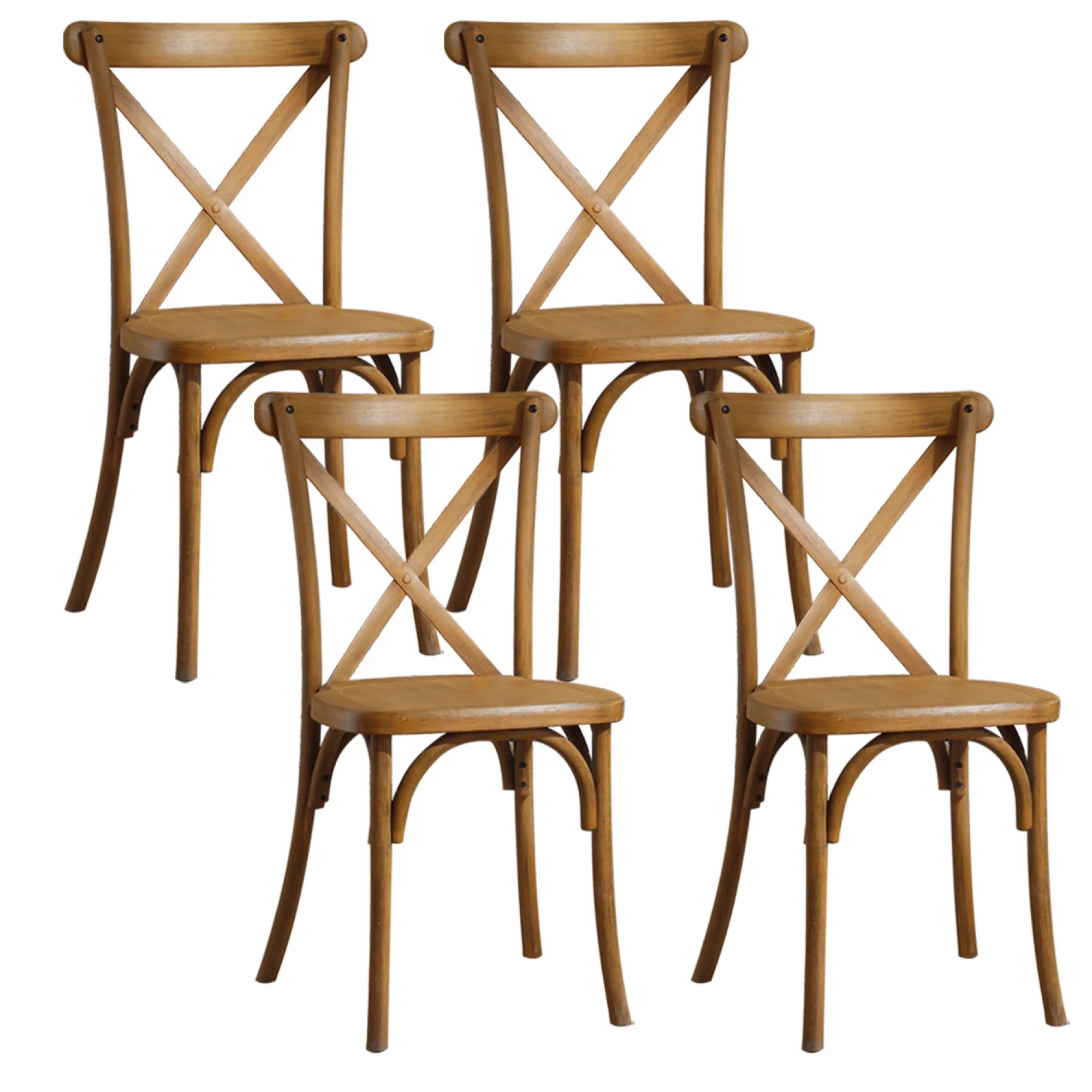 4-Pack Resin X-Back Chair, Natural