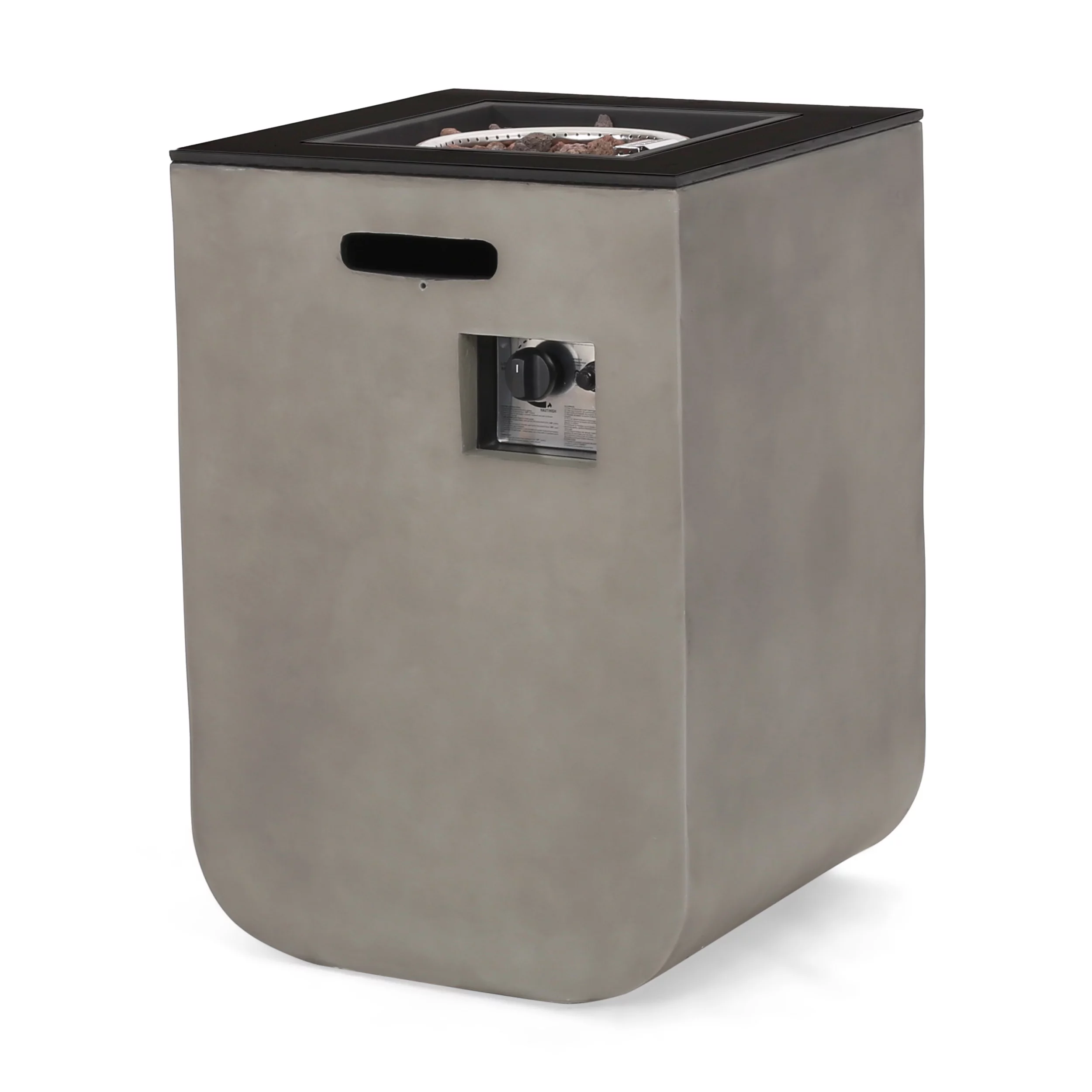 Laini Outdoor Modern 19.5-Inch Fire Column, Light Gray and Gloss Black