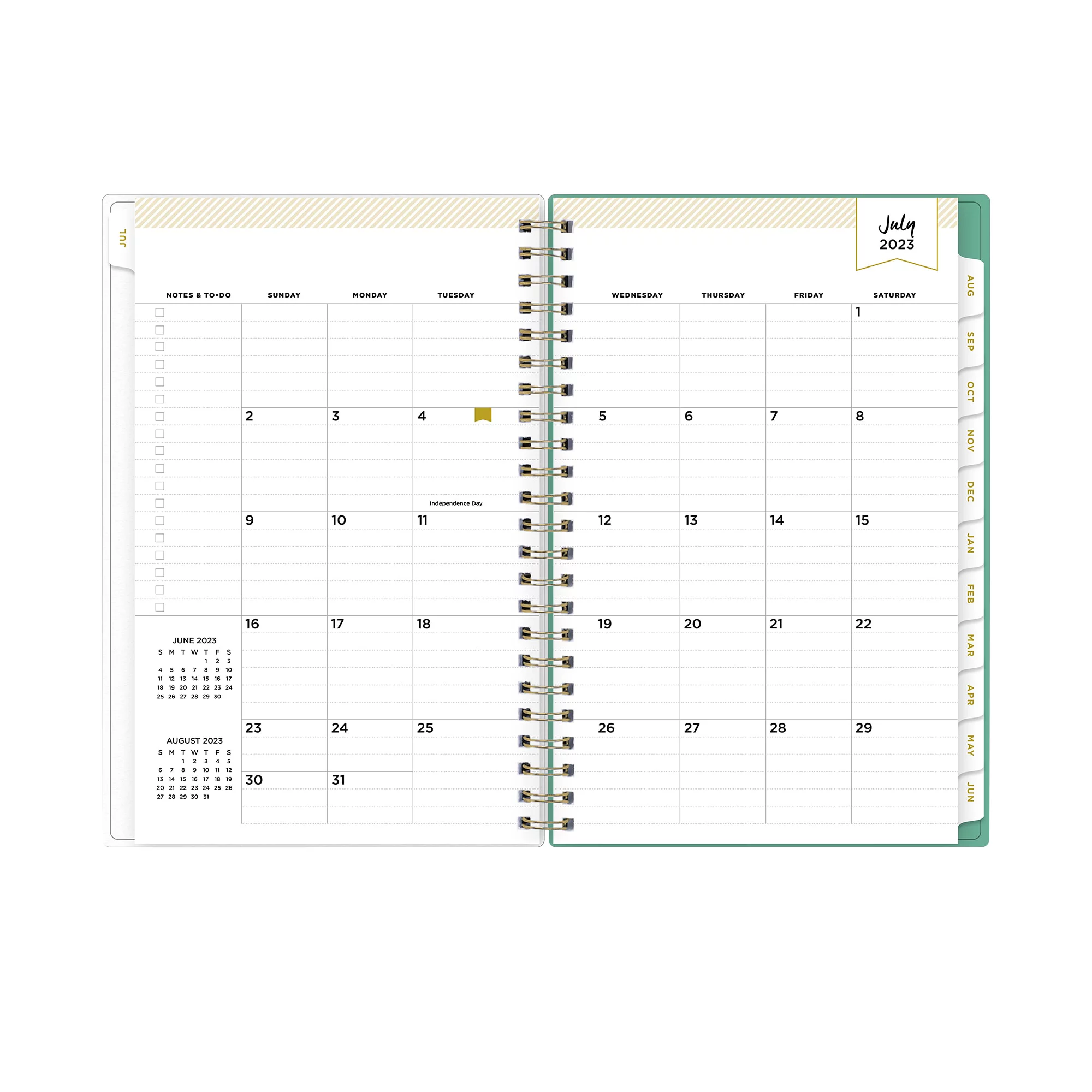 2023-2024 Weekly Monthly Planner, 5x8, Day Designer for Blue Sky, Palms