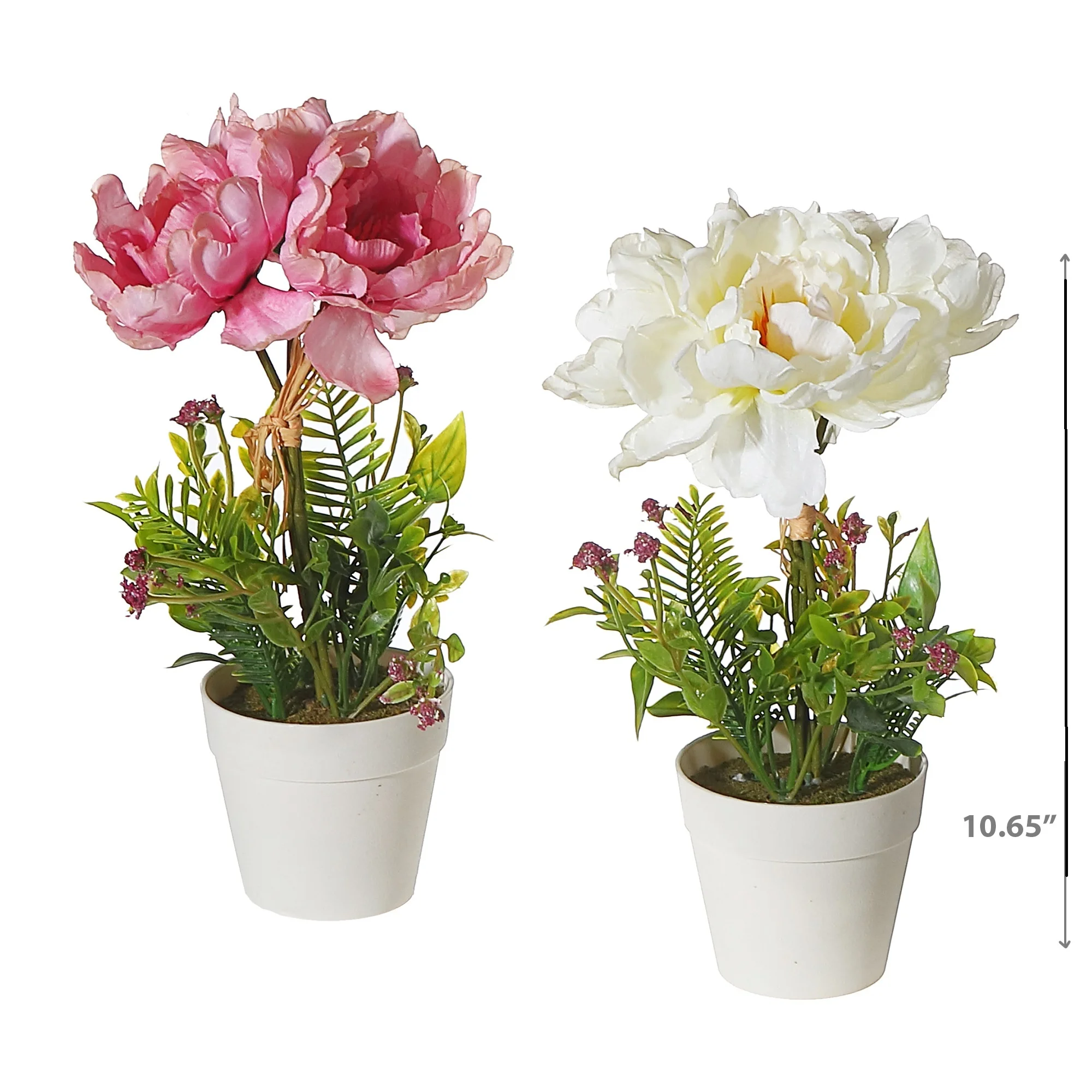 Maison Concepts Artificial Peony In Plastic Pot Asstd - Set of 2 (4L X 4W X 10.65H)