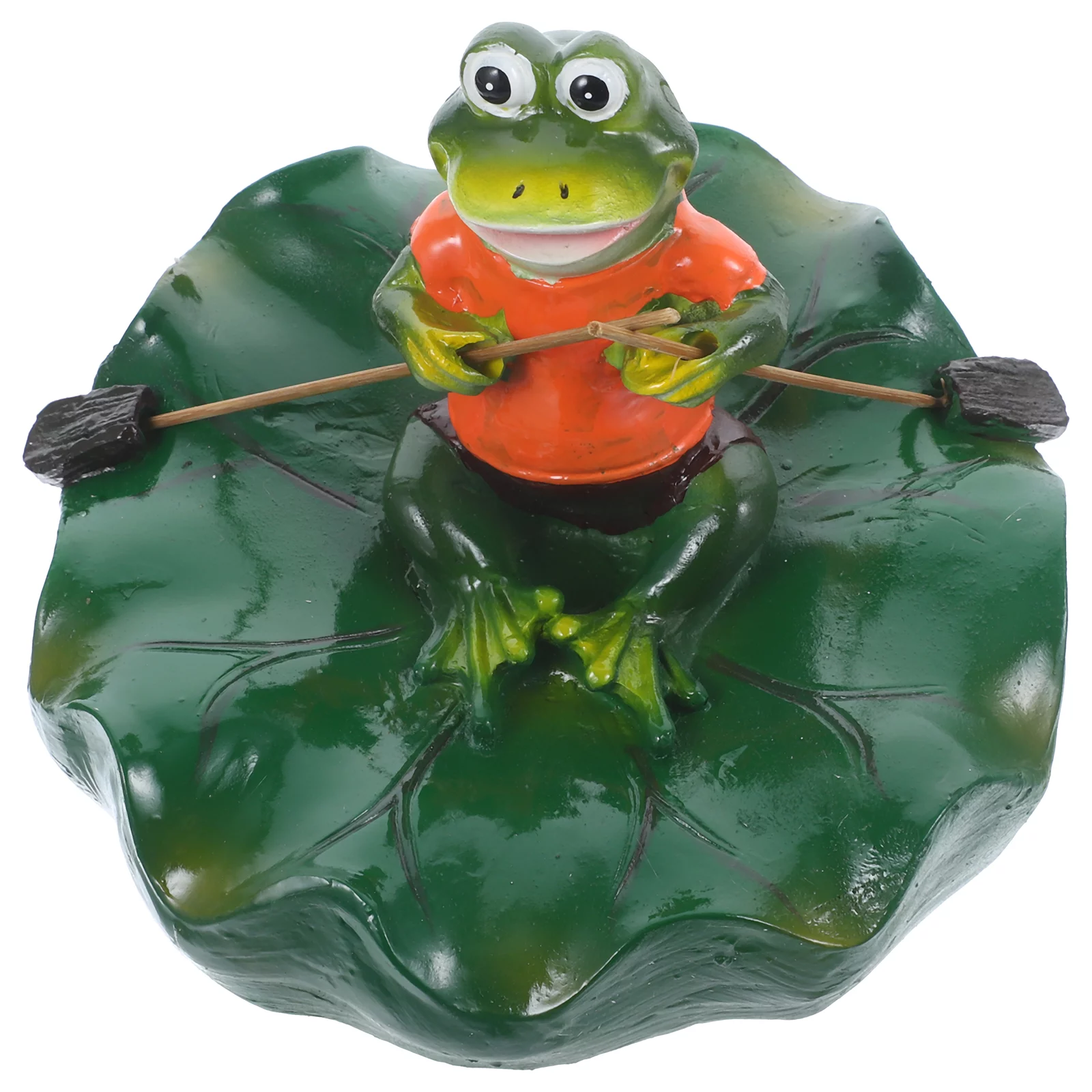 Gongxipen Resin Floating Frog on Lotus Leaf Garden Water Floating Pond Decoration Funny Resin Frog Decoration