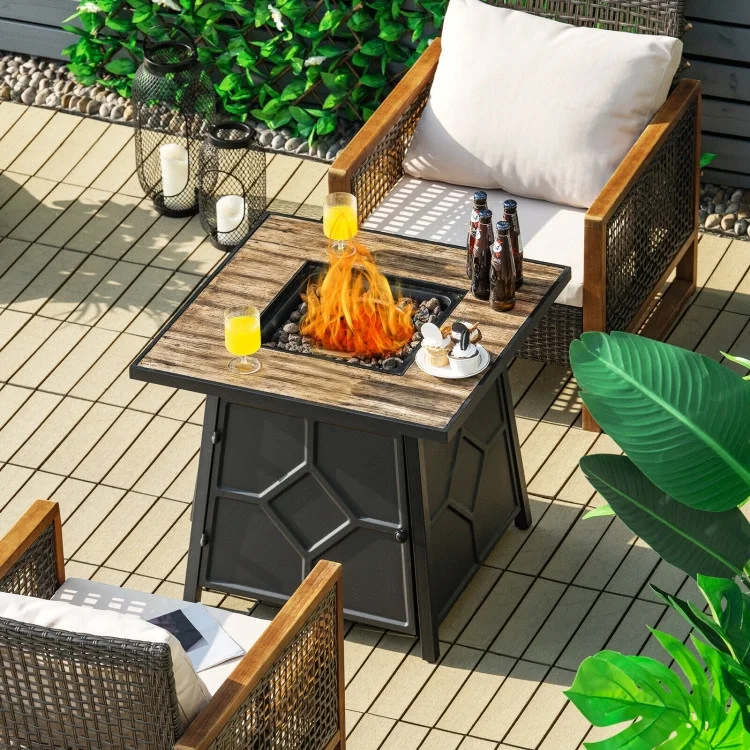 Versatile Gas Fire Pit Table with High-Grade Fireproof Tabletop - 1 unit - 48.5 - Transform your outdoor space with this stylish 2-in-1 fire pit table!
