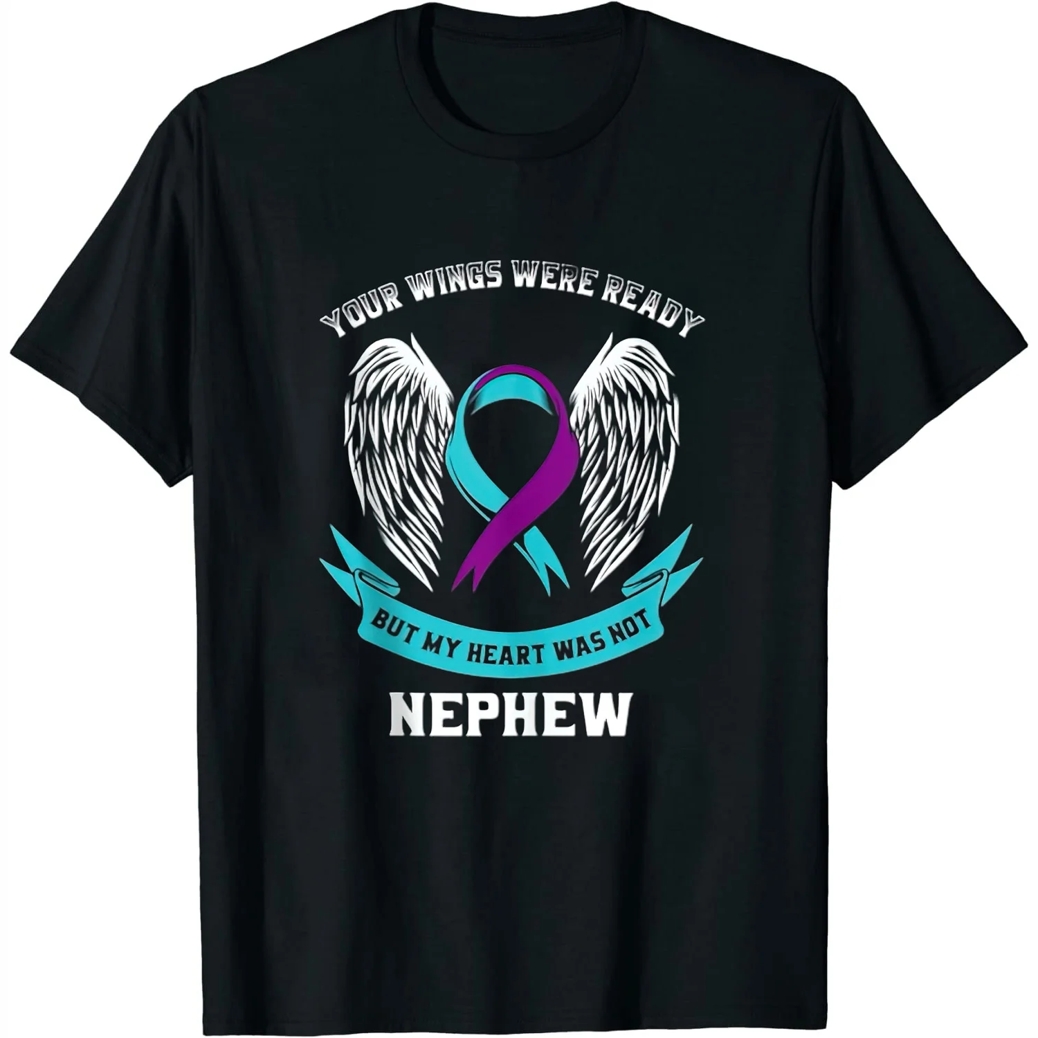 Womens Shirt Teal Purple Suicide Awareness Prevention Ribbon Nephew Wings Tank Top Black Small