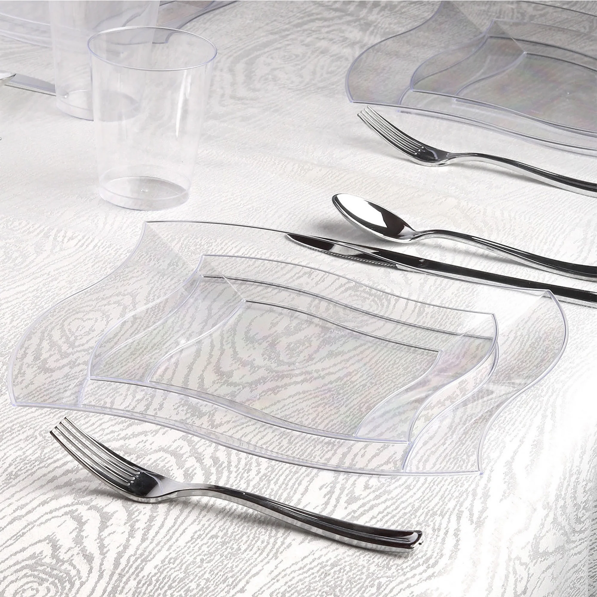 Smarty Clear Wave Plastic Wedding Value Set (60 Guests)