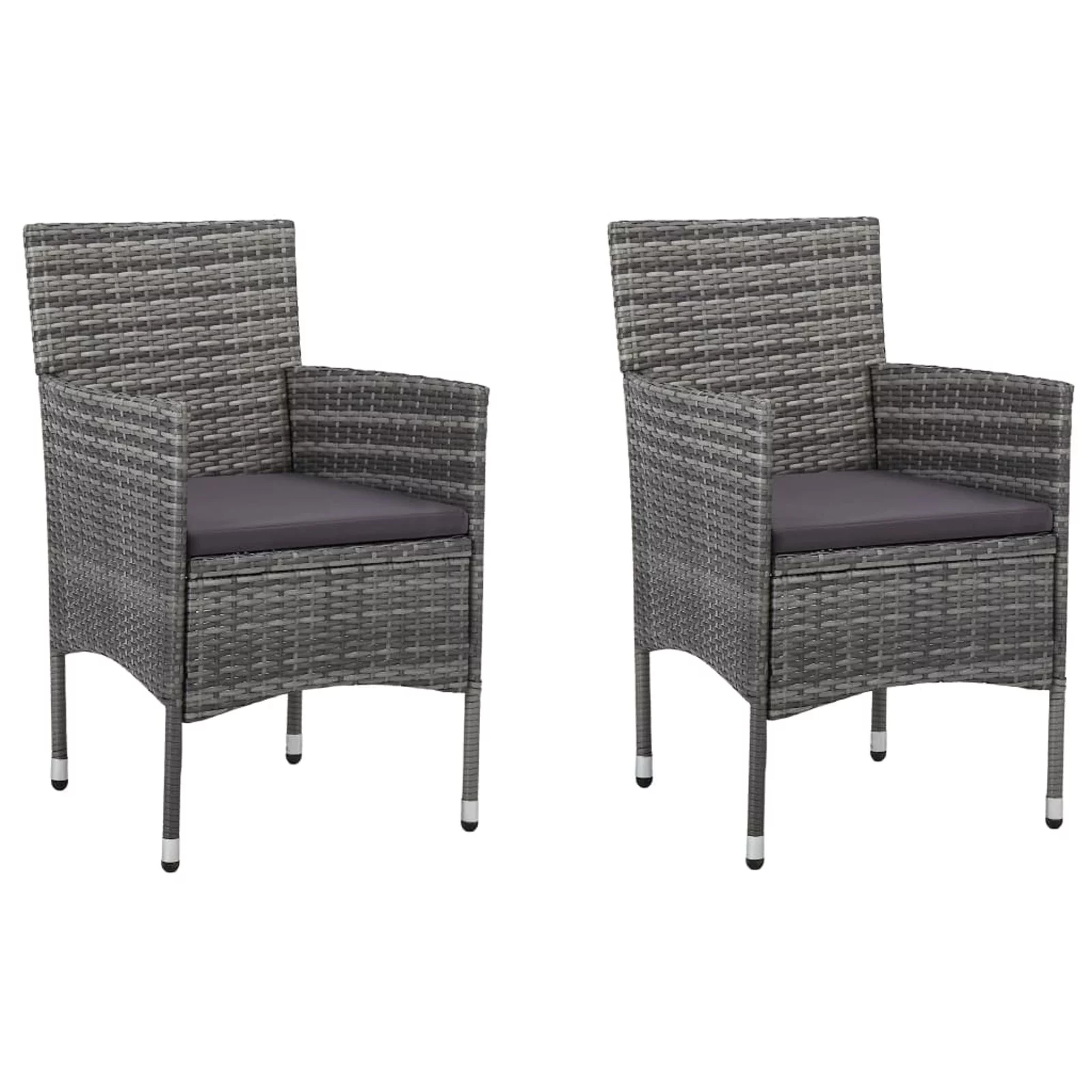 Aibecy 3 Piece Patio Dining Set Gray Poly Rattan and Acacia Wood