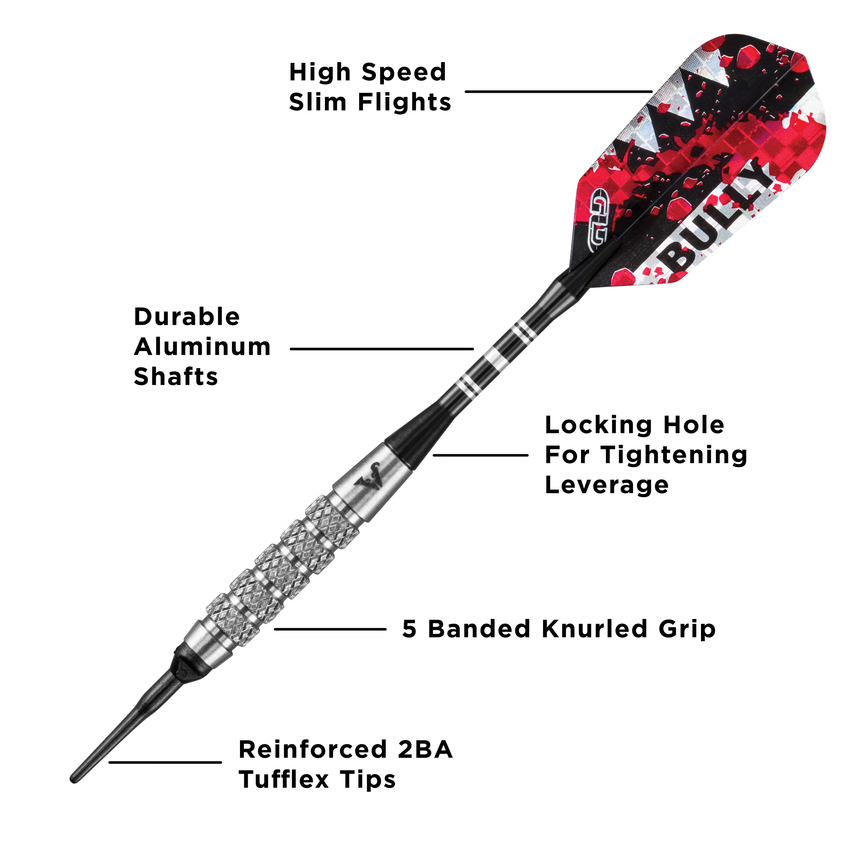Viper Bully 80% Tungsten Professional Soft Tip Dart Set, 18 Grams