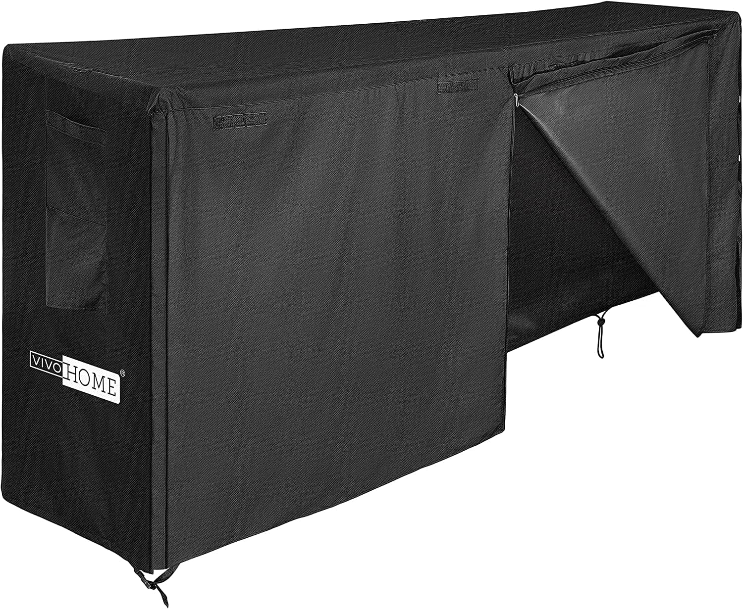 Waterproof Log Rack Cover, Heavy Duty 600D Oxford Outdoor Firewood Storage Cover with Zipper and Hook Loop Tape (Log Rack not Included) (5ft, Black)