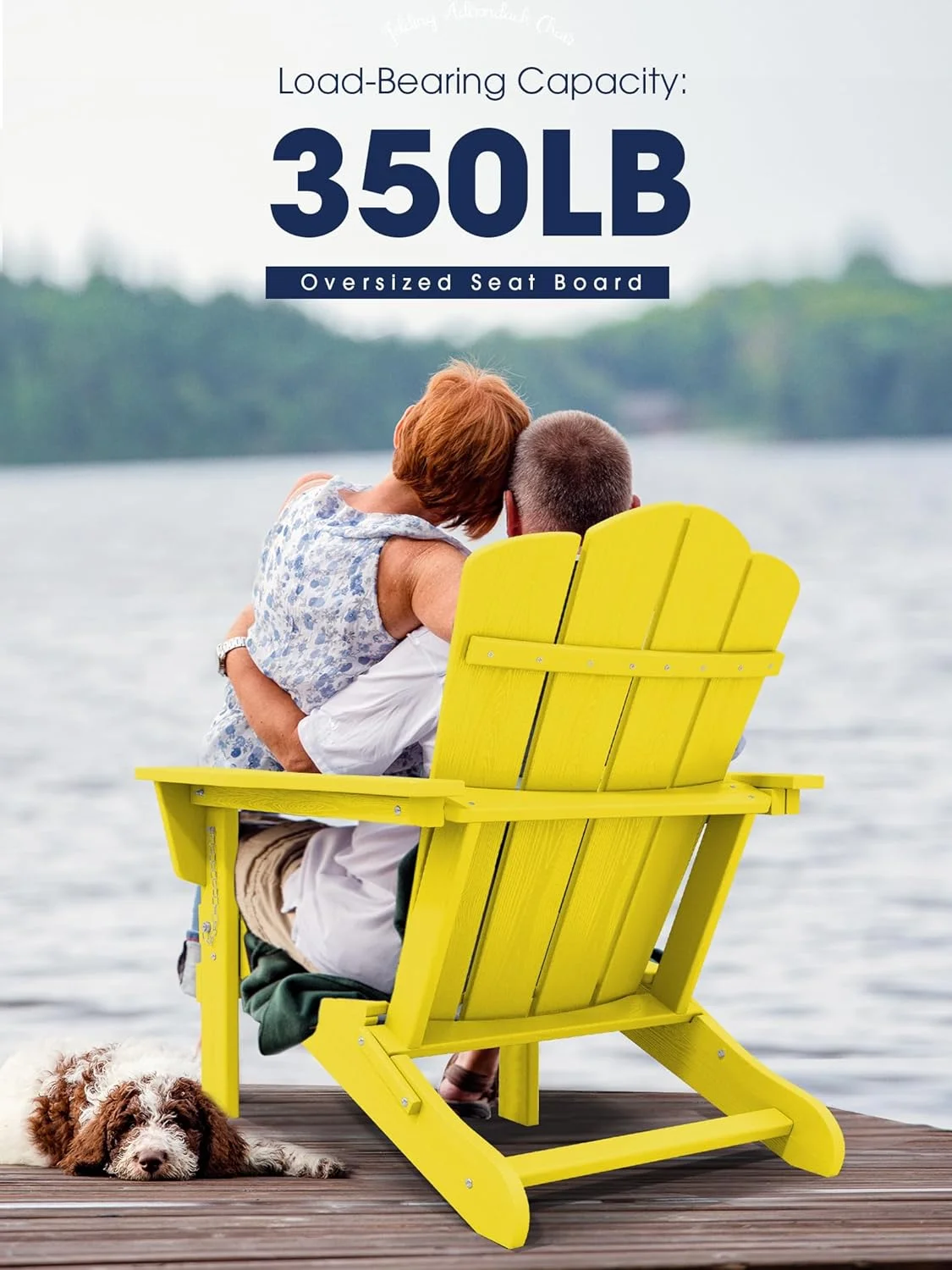 KINGYES Folding Adirondack Chair Set of 8, HDPE All-Weather Folding Adirondack Chair, Yellow