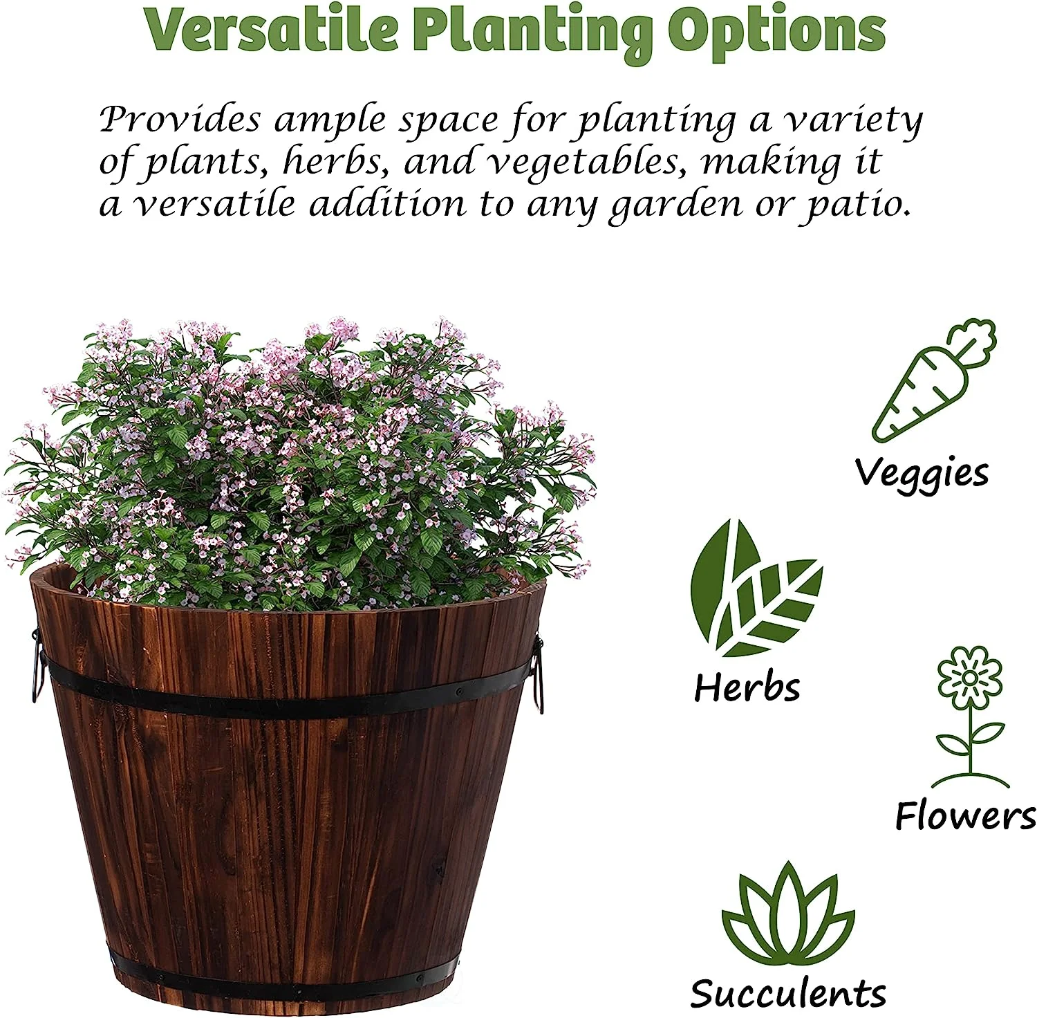 Wooden Whiskey Barrel Planters (14