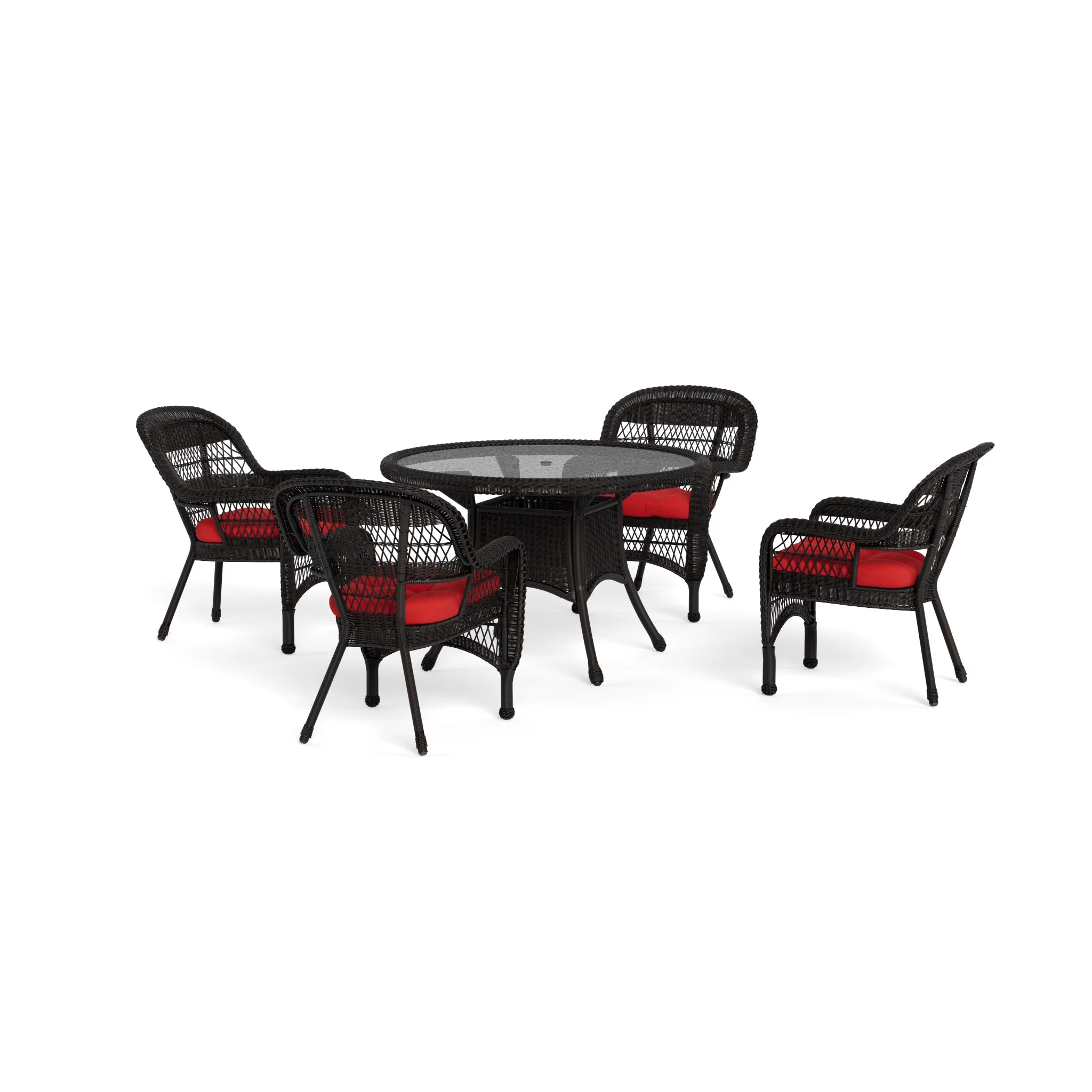 Tortuga Portside 5 Piece Patio Dining Set - Dark Roast Wicker with Monti Pompeii Cushions