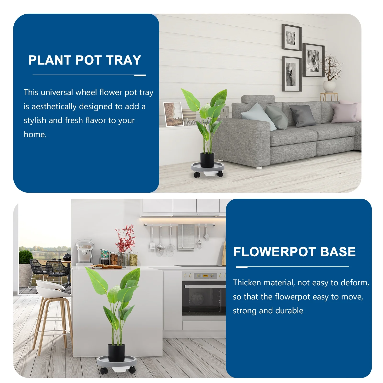 Guichaokj 1PC Plastic Universal Wheel Bonsai Tray Movable Plant Pot Tray with Brake Wheel