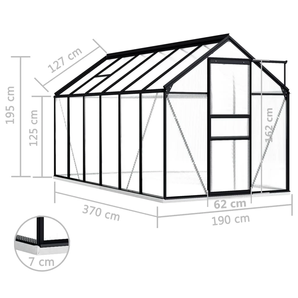 Greenhouse with Base Frame Anthracite Aluminum 75.7 ft2
