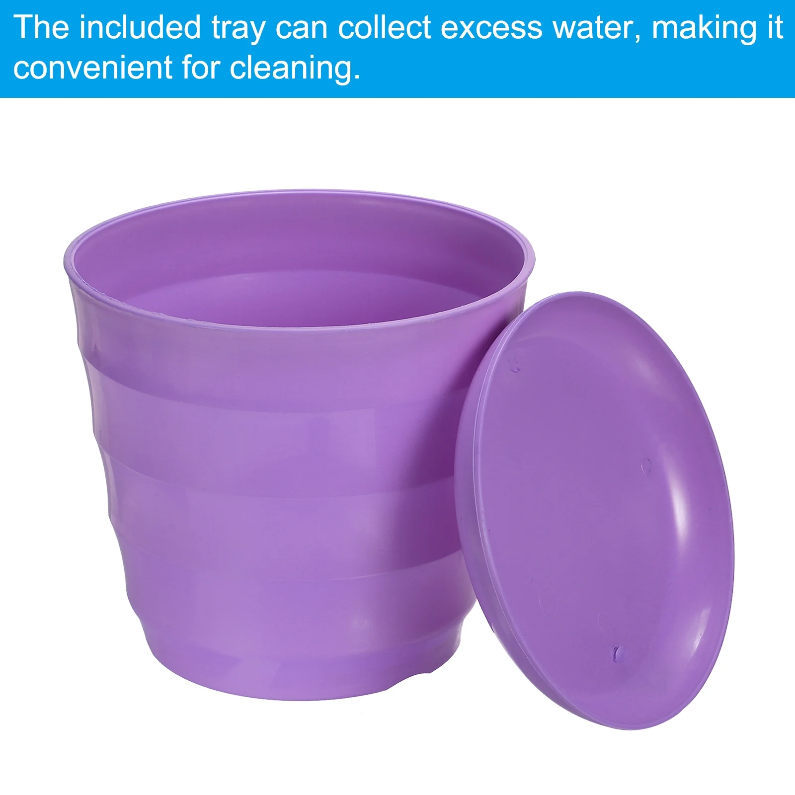 Uxcell 8 Inch Plastic Plant Pots Flower Planters with Drainage Holes and Tray, Purple 5 Pack