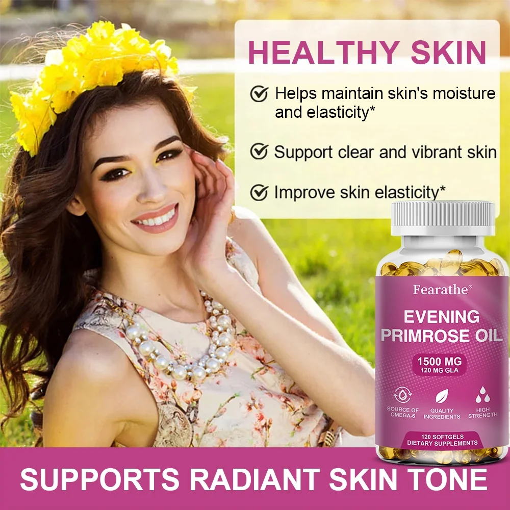 Evening Primrose Oil 1500mg, 30/60/120 Capsules Promotes Women's Health - Cold Pressed, Non-GMO, Gluten Free