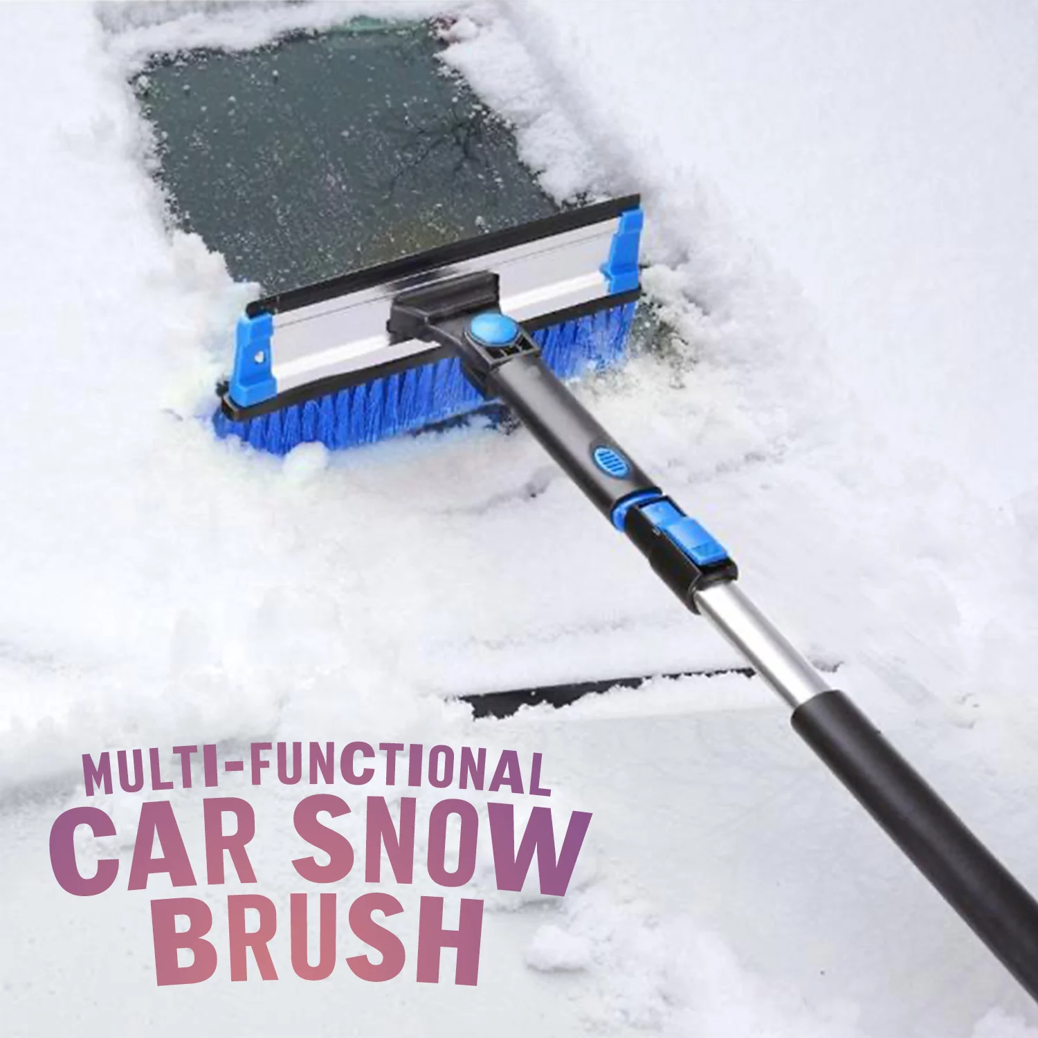 &nbsp;Ashley Car Glass Snow Remover Retractable Removal Scraping Snow Shovel Frost Winter Ice Scraper Removal Tool,Blue