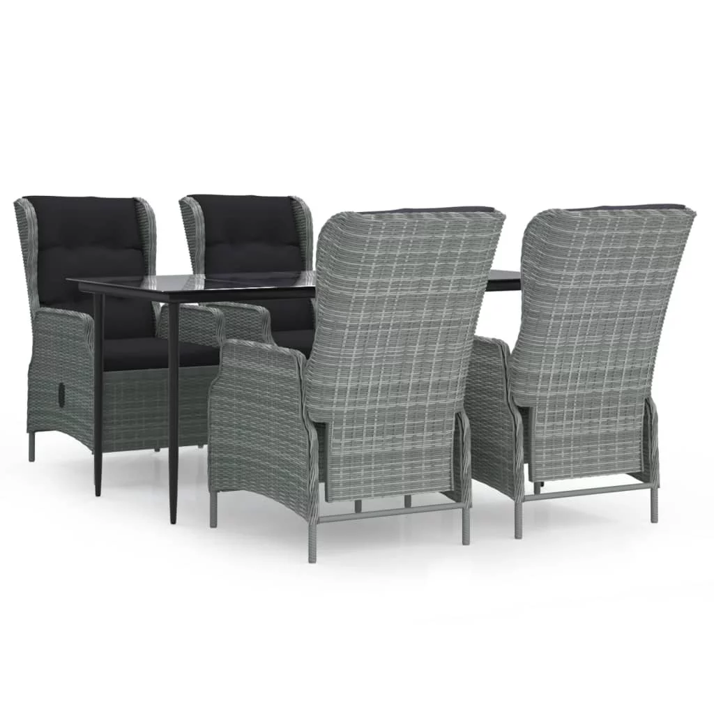 Irfora 5 Piece Patio Dining Set Gray Poly Rattan