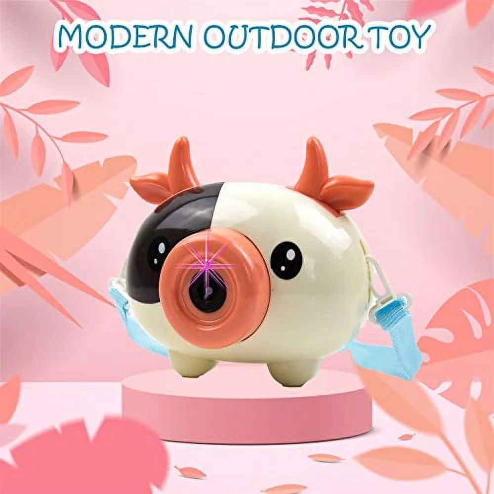 Toysery Smart Bubble Maker Camera Toy, Automatic Bubble Blower with Music and Light, Unique Kids Bubble Machine for Fun, Battery Operated Bubble Machine for Kids Outdoor Activities - Cutest Cow