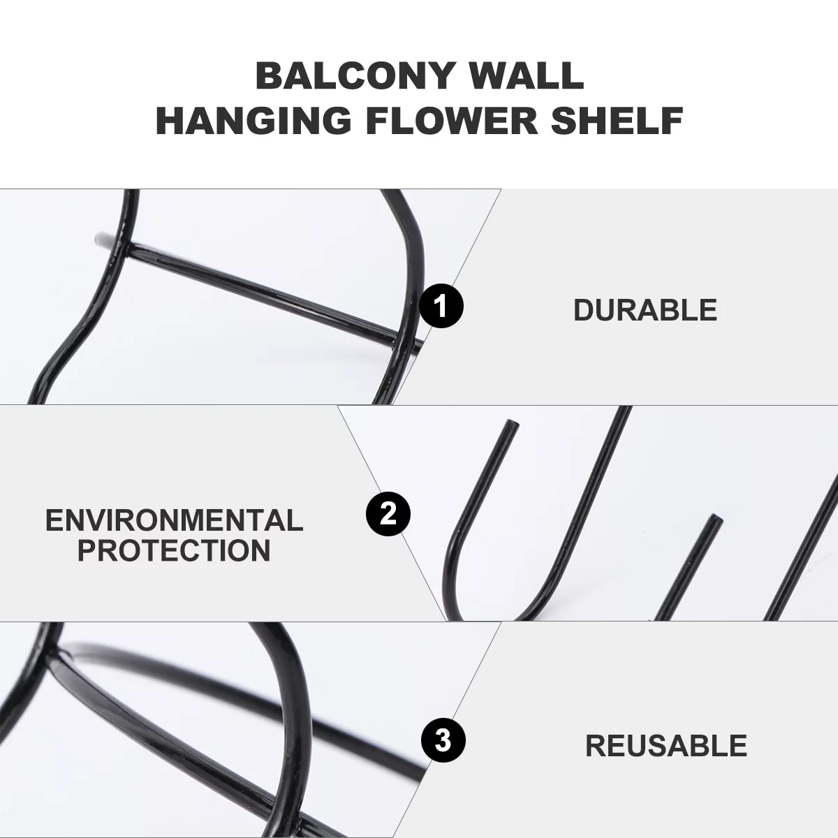 Gongxipen 2Pcs Hanging Wrought Iron Shelf Garden Flowerpot Basket Storage Container(Black)