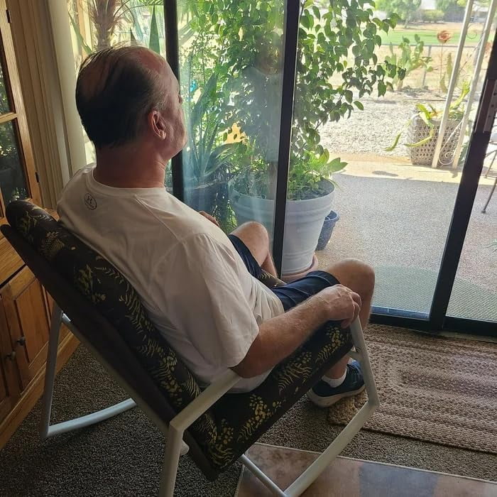 Tropical Leaf Pattern Rocking Chair with Metal Frame, Brown