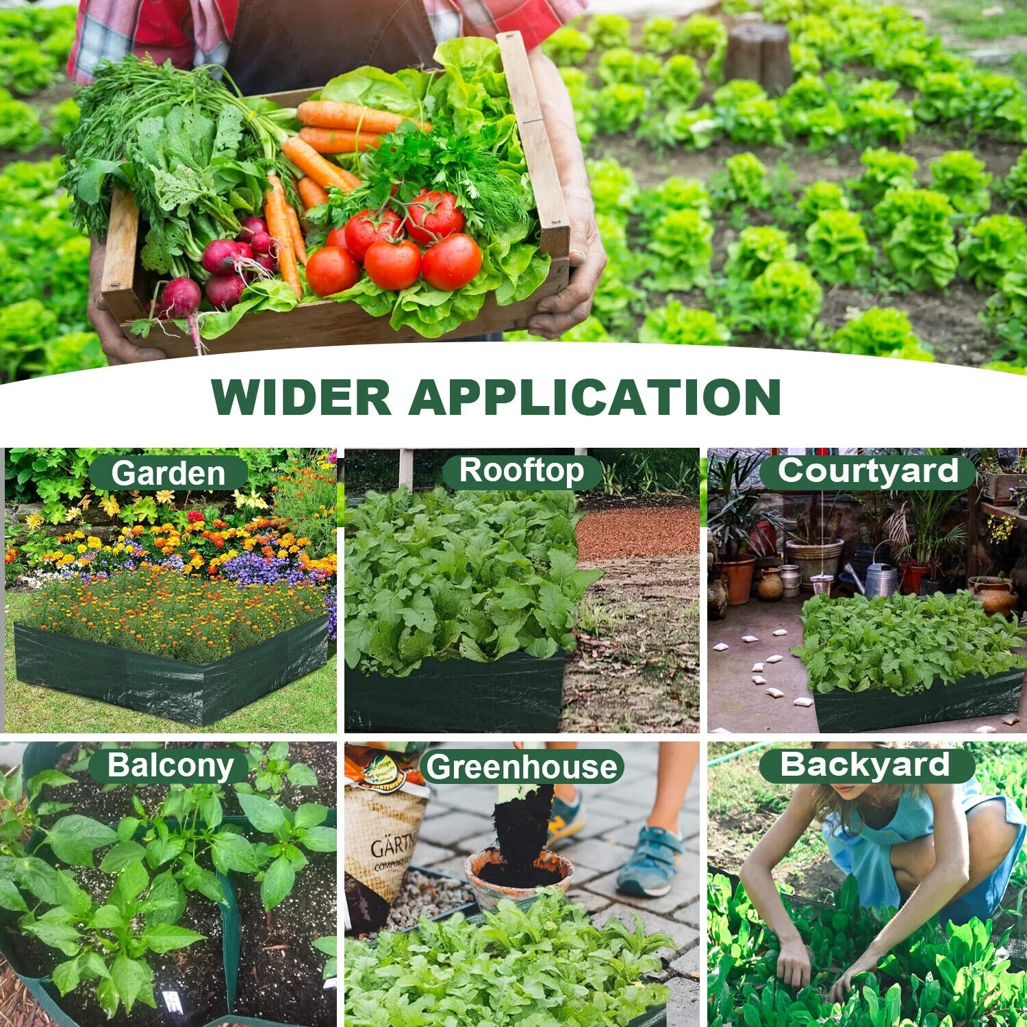 4/6/8Grid Plant Grow Bags PE Veg Pot Nursery Soil Bag Thickened Recycle Bag