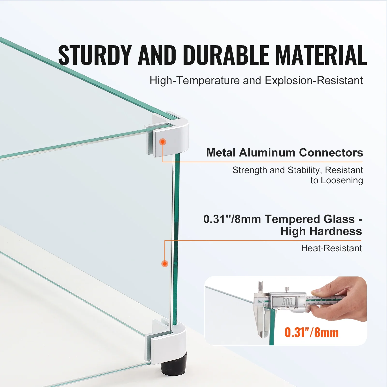SKYSHALO Fire Pit Wind Guard - Made of Tempered Glass Flame Shield, Measuring 31