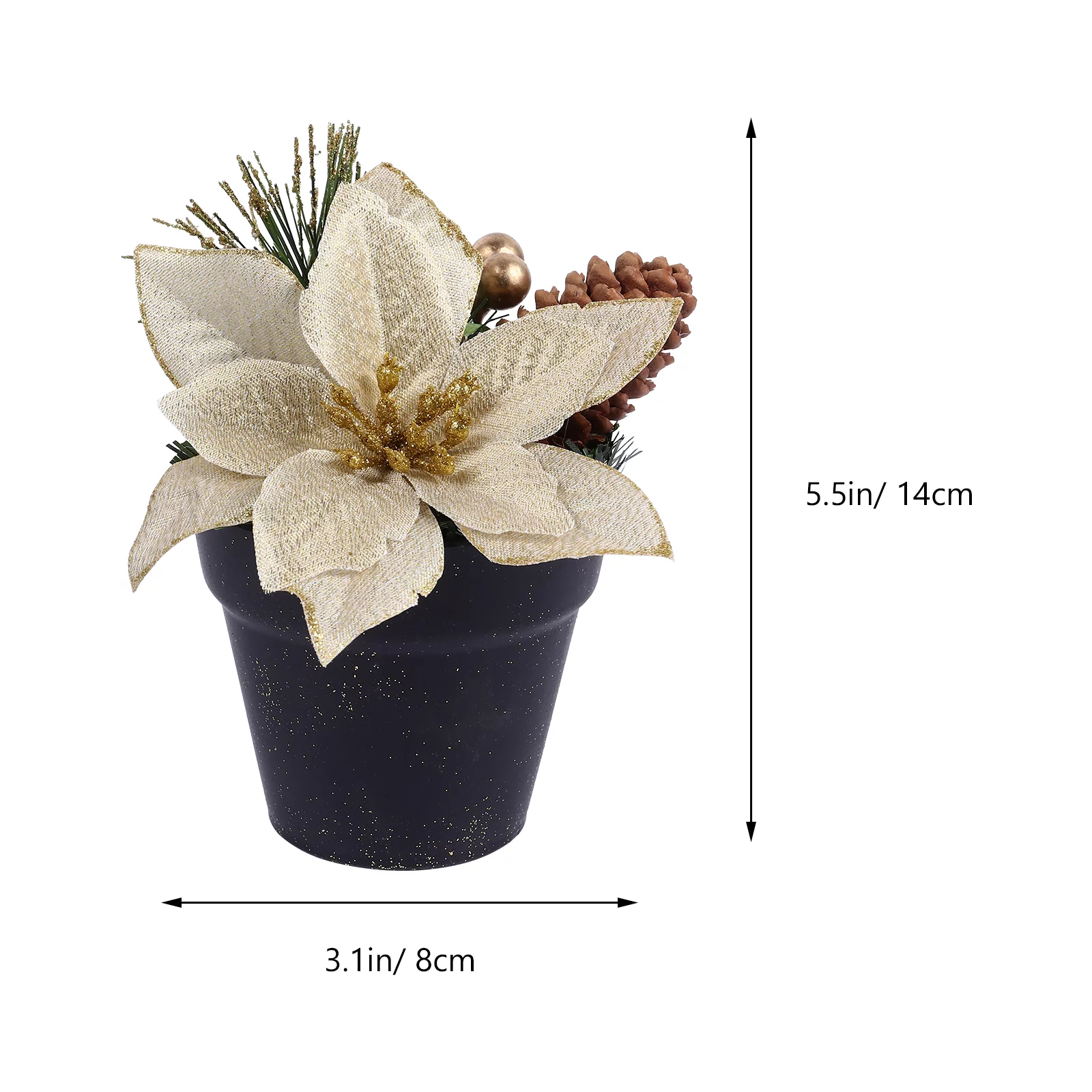 3pcs Simulation Poinsettia Pot Decoration Artificial Xmas Flower Plant