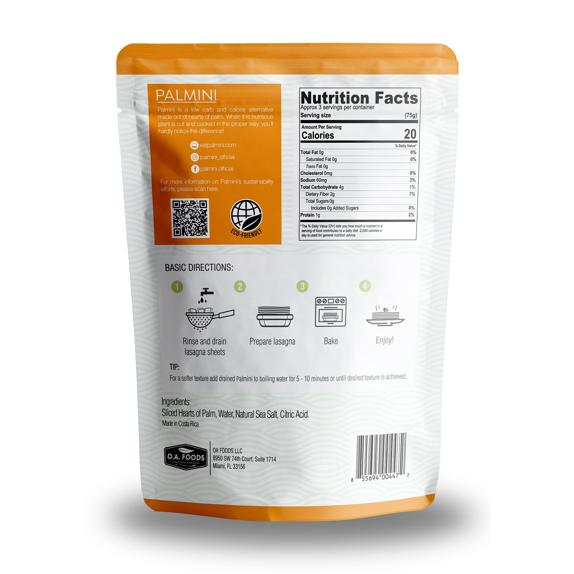 Palmini Lasagna Sheets | Low-Carb, Low-Calorie Hearts of Palm Lasagna Sheet | Keto, Gluten Free, Vegan, Non-GMO | As seen on Shark Tank |(12 Ounce - Pack of 1)