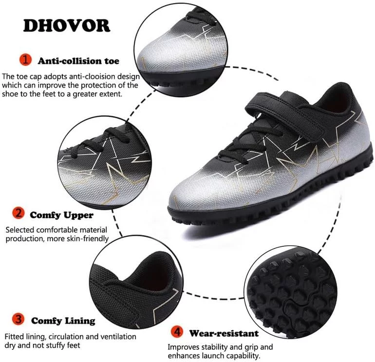 Kids Turf Soccer Shoes Boys Girls Soccer Cleats Youth Football Trainers Athletic Indoor Soccer Shoes for Boys (Little Kid/Big Kid)