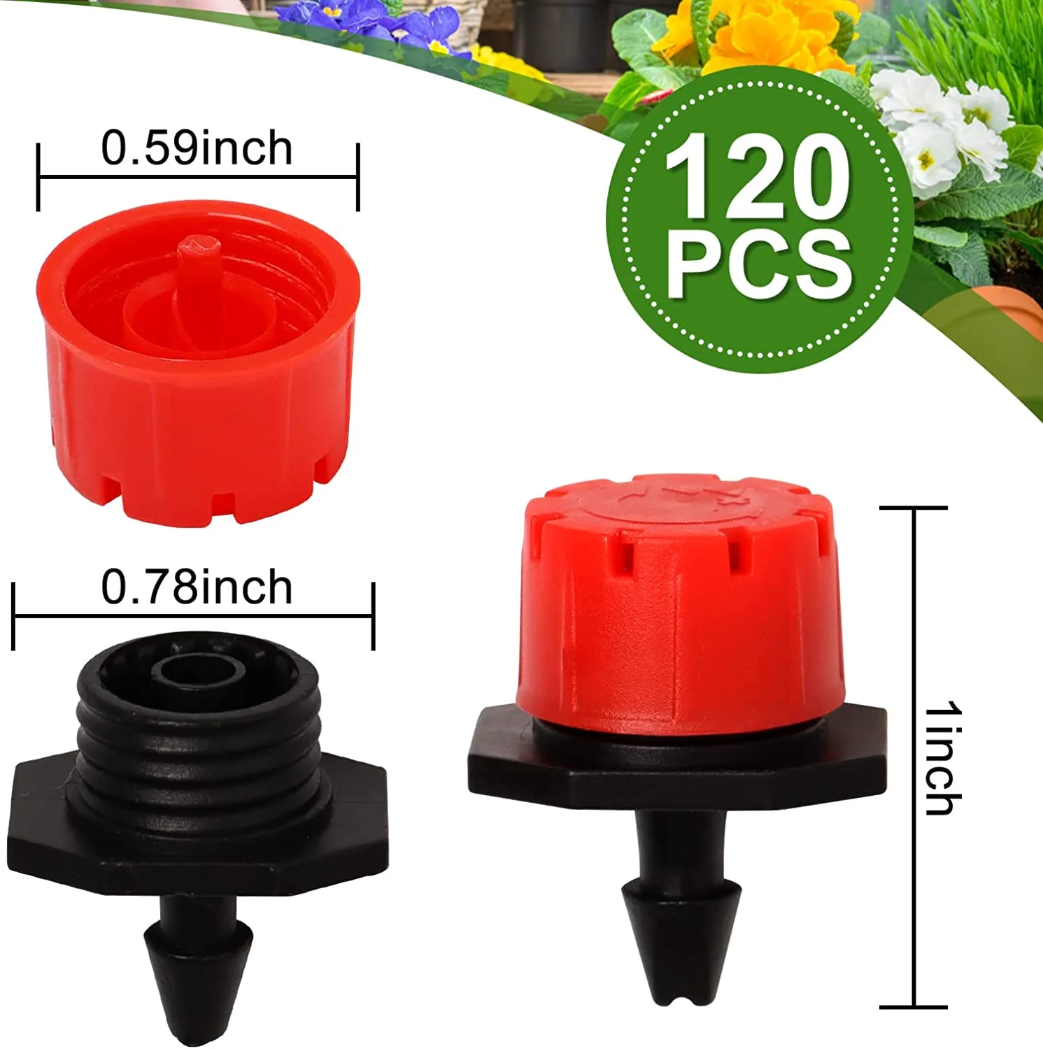 120pcs Adjustable 8-Hole Irrigation Drippers Sprinklers 1/4 Inch Universal Irrigation Emitters Clogging Drippers Irrigation Sprinklers Premium Drippers for Drip Irrigation Watering System