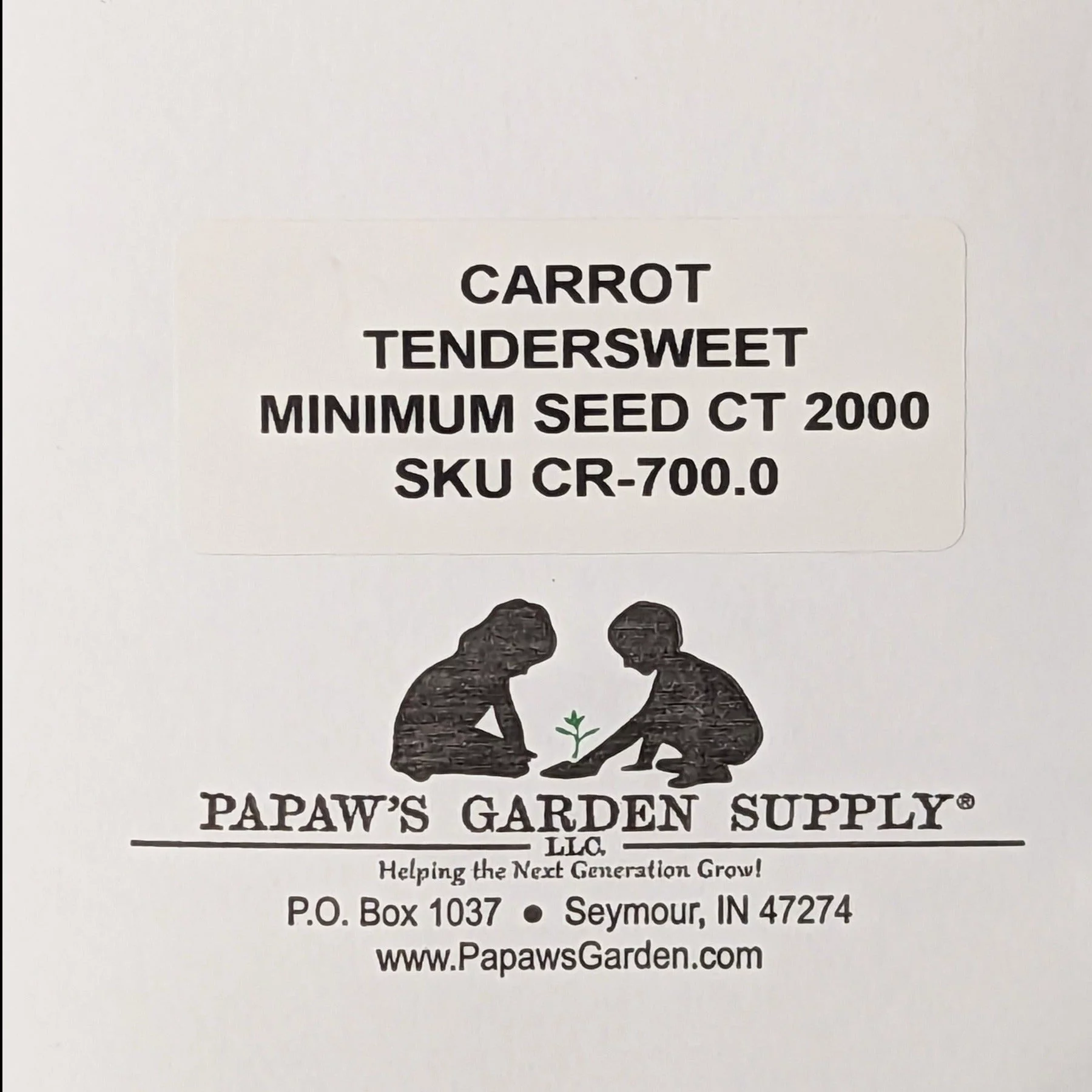 PAPAW'S GARDEN SUPPLY LLC. HELPING THE NEXT GENERATION GROW! Tendersweet Carrot 2000 Seeds