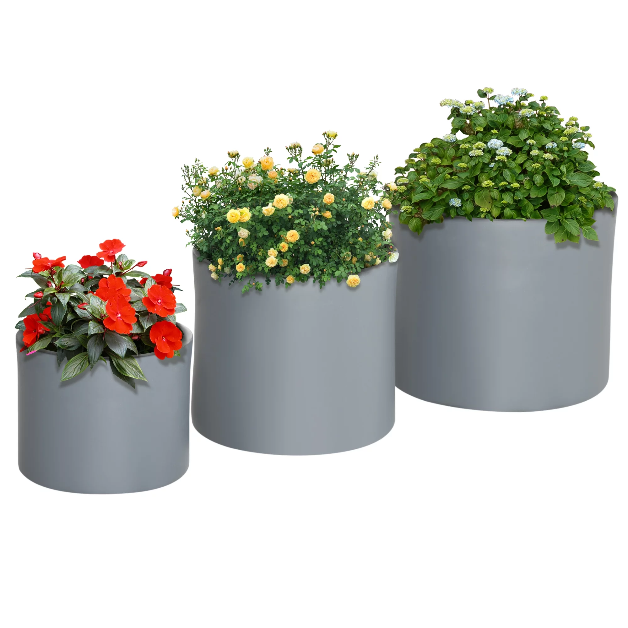 Set of 3 Outdoor Planter Set, 13/11.5/9in, Flower Pots with Drainage Holes, Outdoor Ready & Stackable Plant Pot for Indoor, Entryway, Patio, Yard, Garden