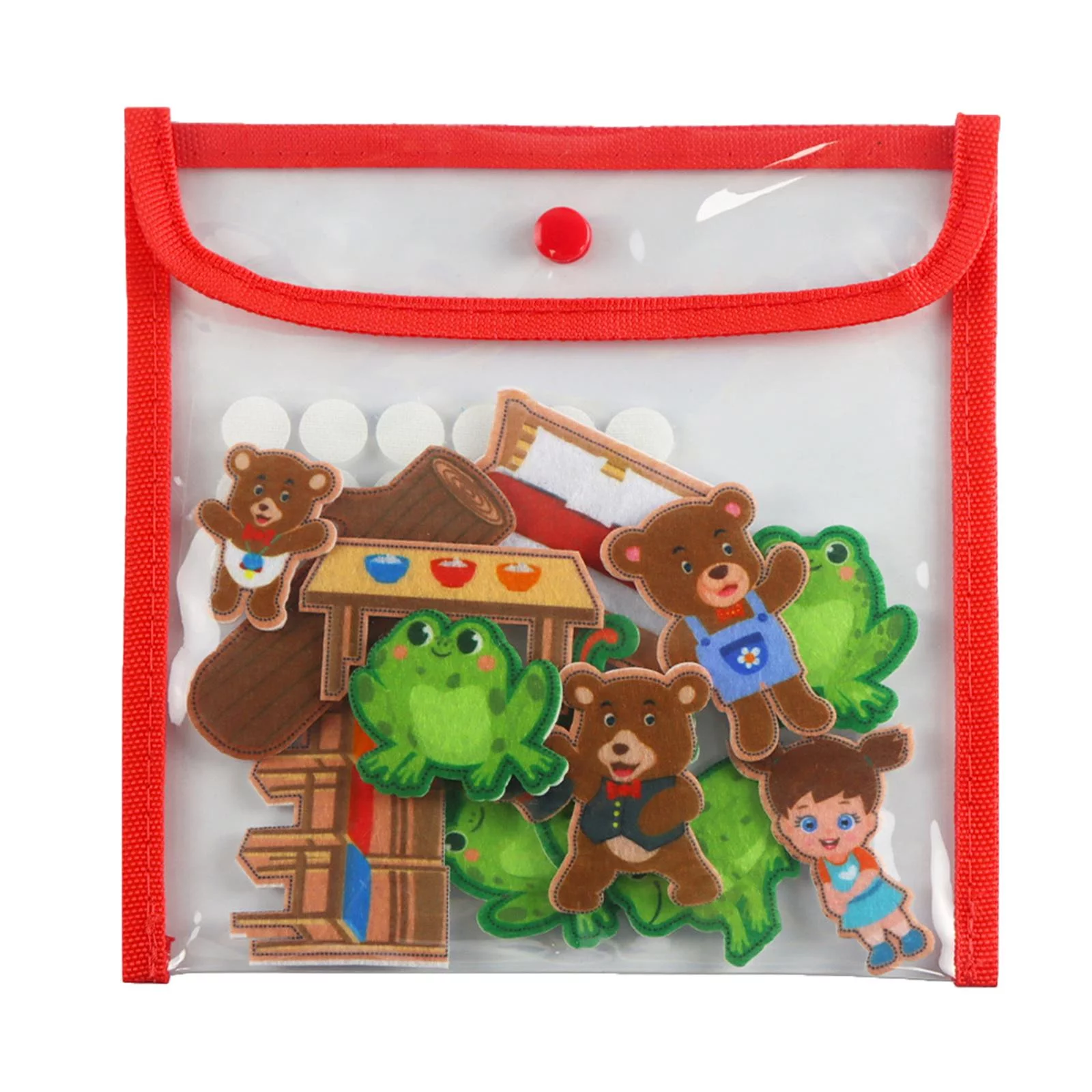 Montessori Felt Story Board, Travel Friendly Child Montessori Storytelling Interactive play set for Classroom Kids Ages 3 4 5 Children Gifts Red