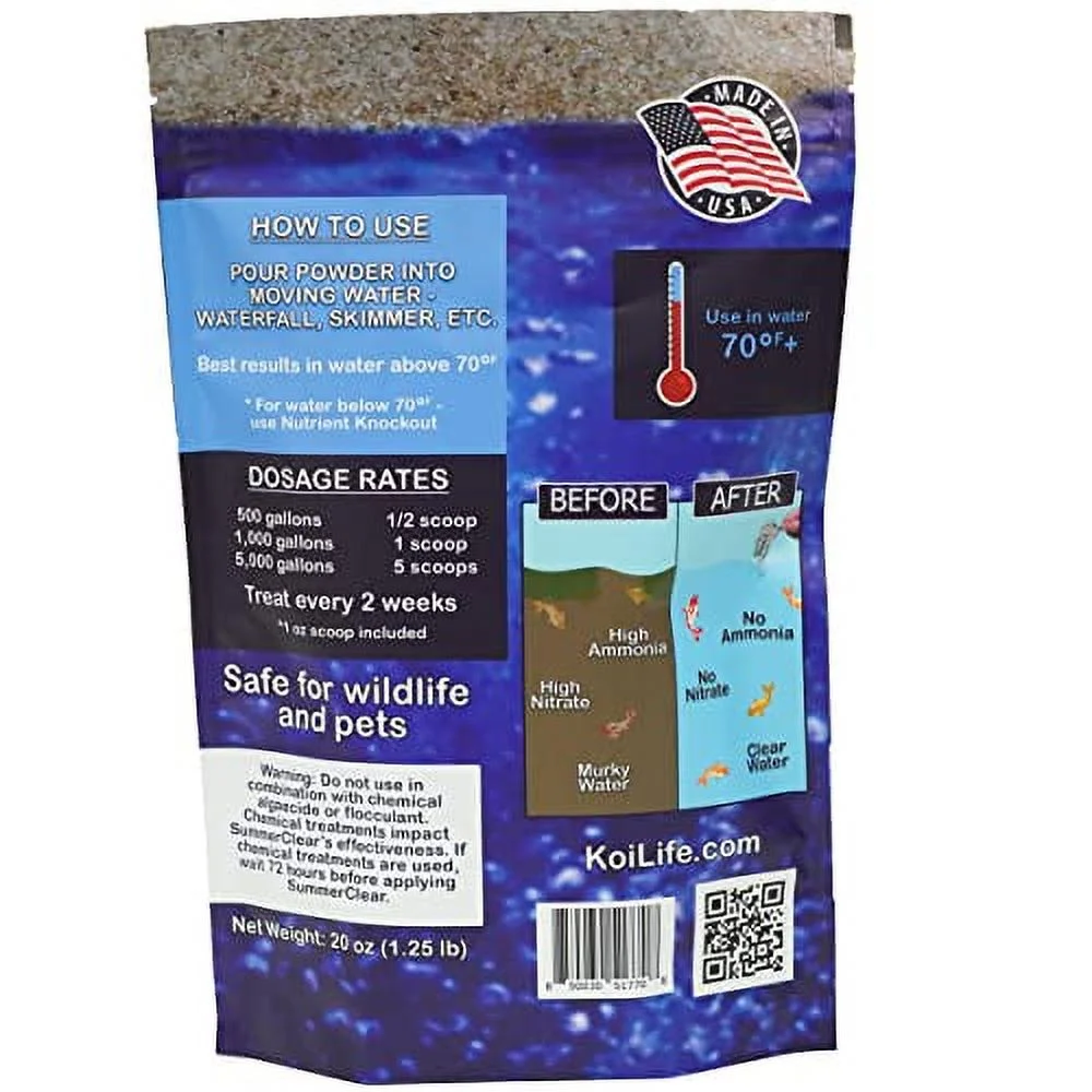 Summerclear  Pond Clarifier | Natural Pond Cleaner Treats 20,000 Gal | Warm Water For Cloudy Water