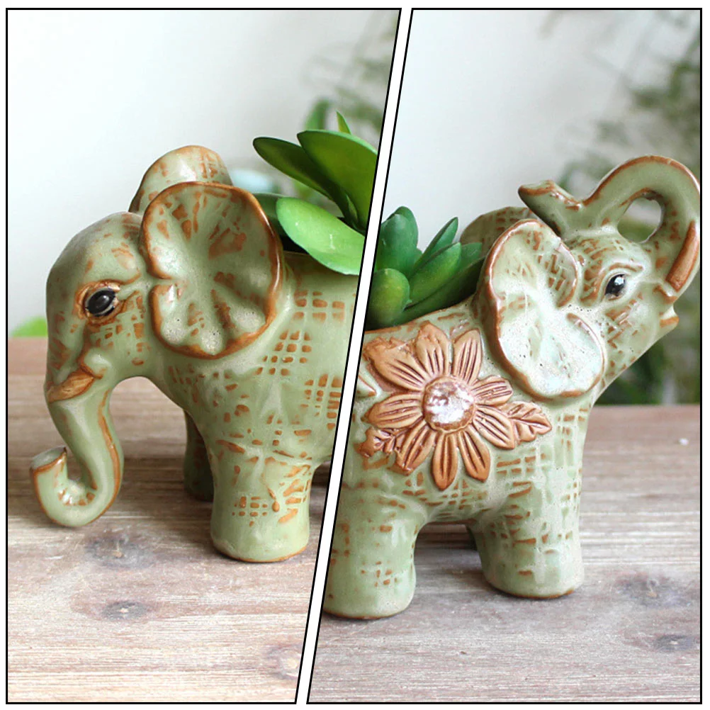 Guichaokj Creative Desktop Flowerpot Chic Tabletop Flowerpot Elephant Shape Flower Pot